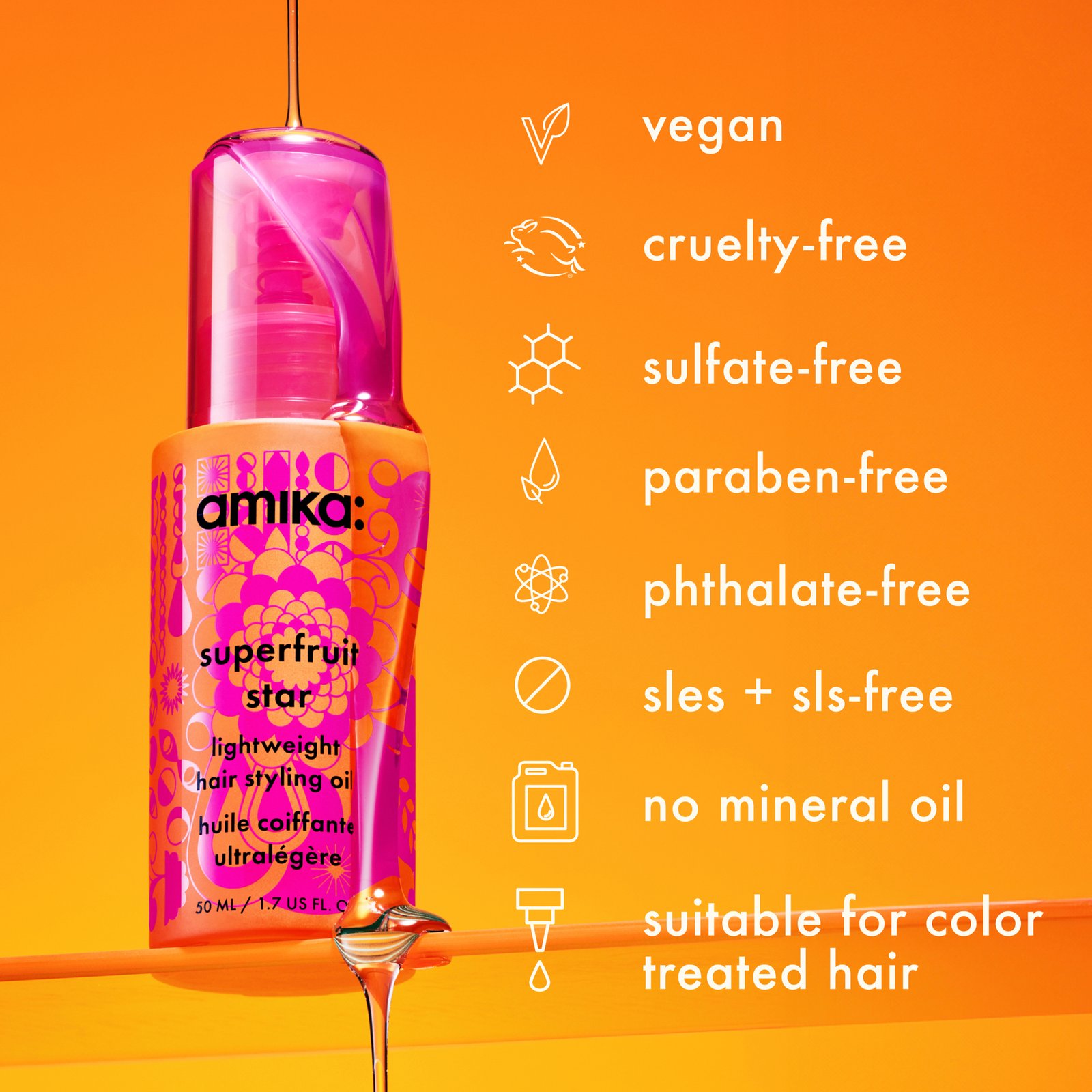 amika Superfruit Star Lightweight Hair Styling Oil 50 ml