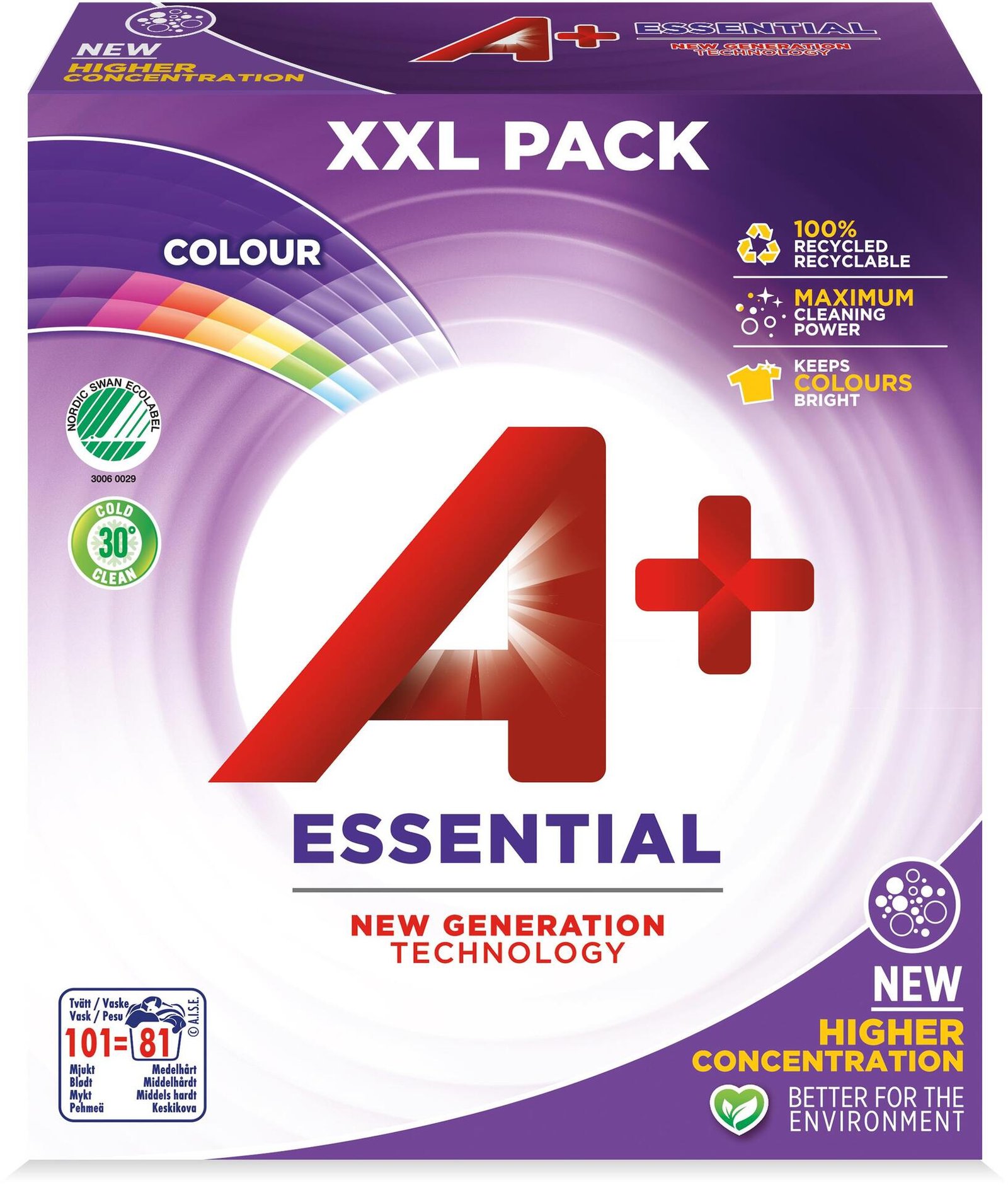 A+ Essential Color Pulver Tvättmedel 3900 g 101 tvättar