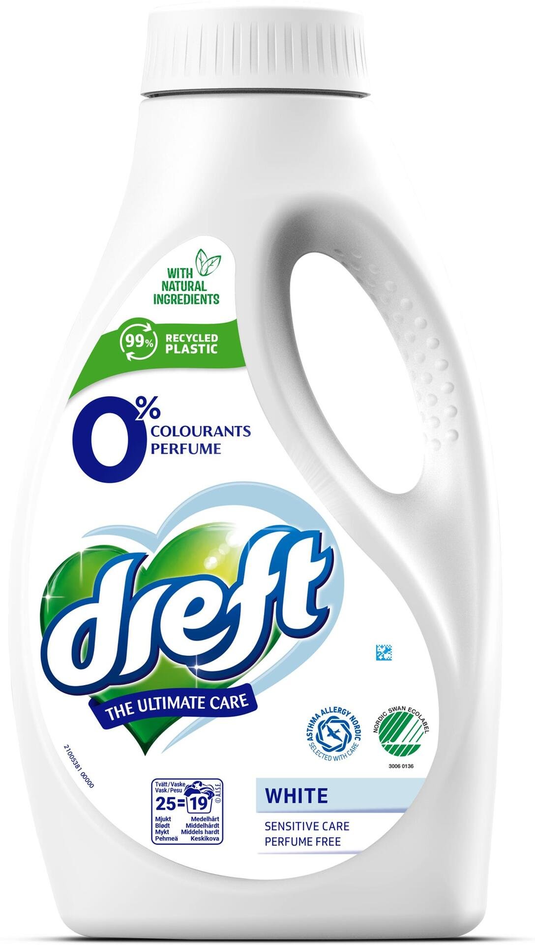 Dreft Sensitive White Flytande Tvättmedel 1000 ml 25 tvättar