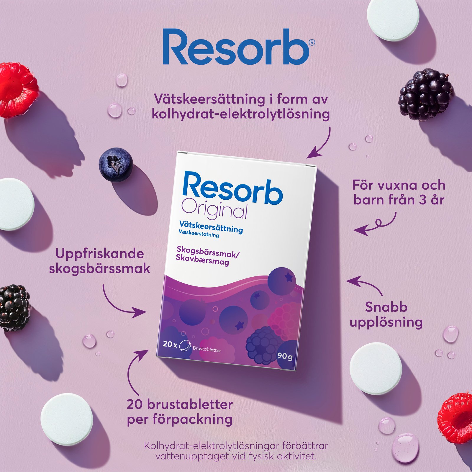 Resorb Original Refresh Vätskeersättning Skogsbär 90 g