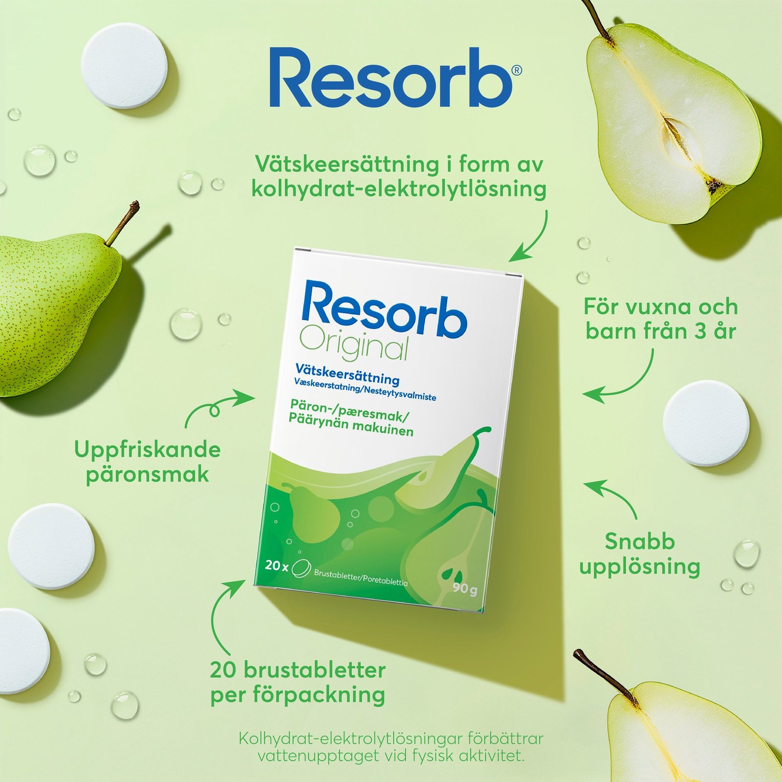 Resorb Original Vätskeersättning Päronsmak 90g