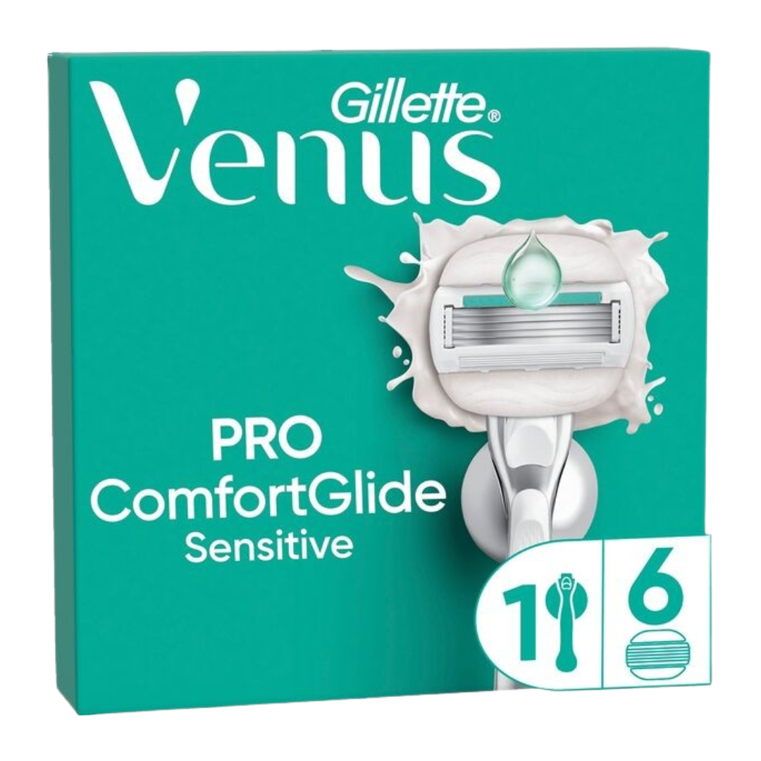 Gillette Venus Pro ComfortGlide Sensitive Rakhyvel med 6 st Rakblad & Duschhållare