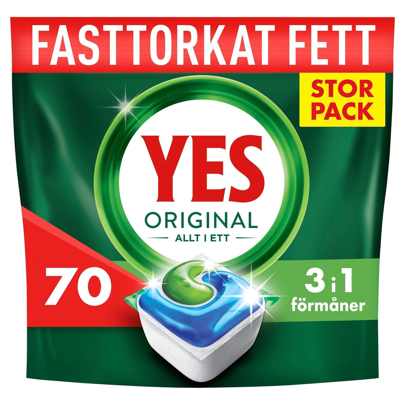 Yes Original All In One Maskindiskmedel, 70 Diskmaskintabletter