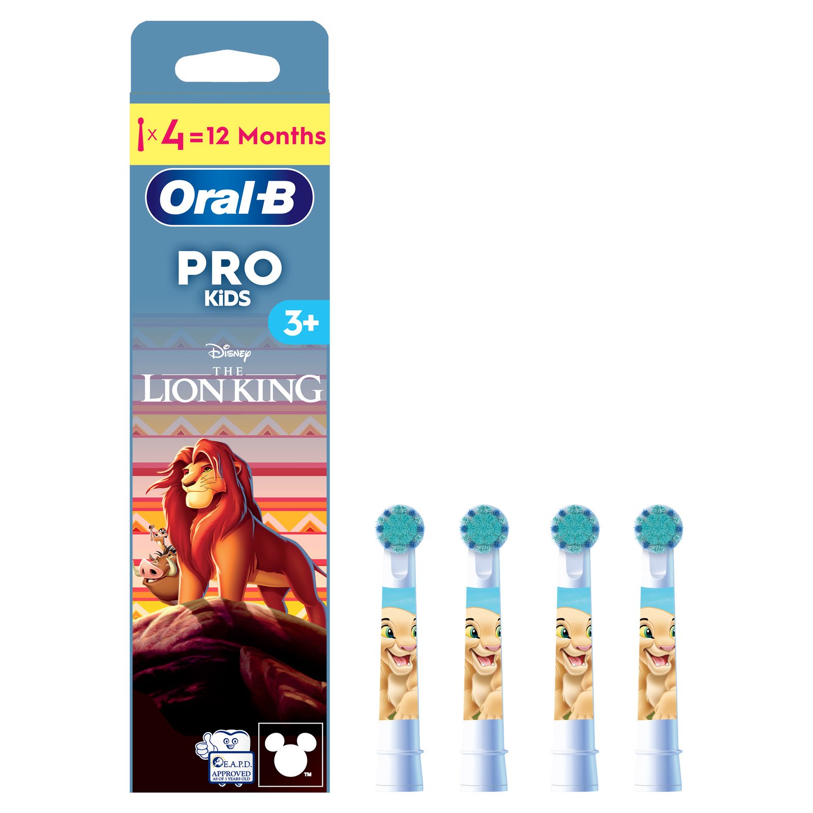 Oral-B Pro Kids borsthuvuden Lejonkungen, 4 st