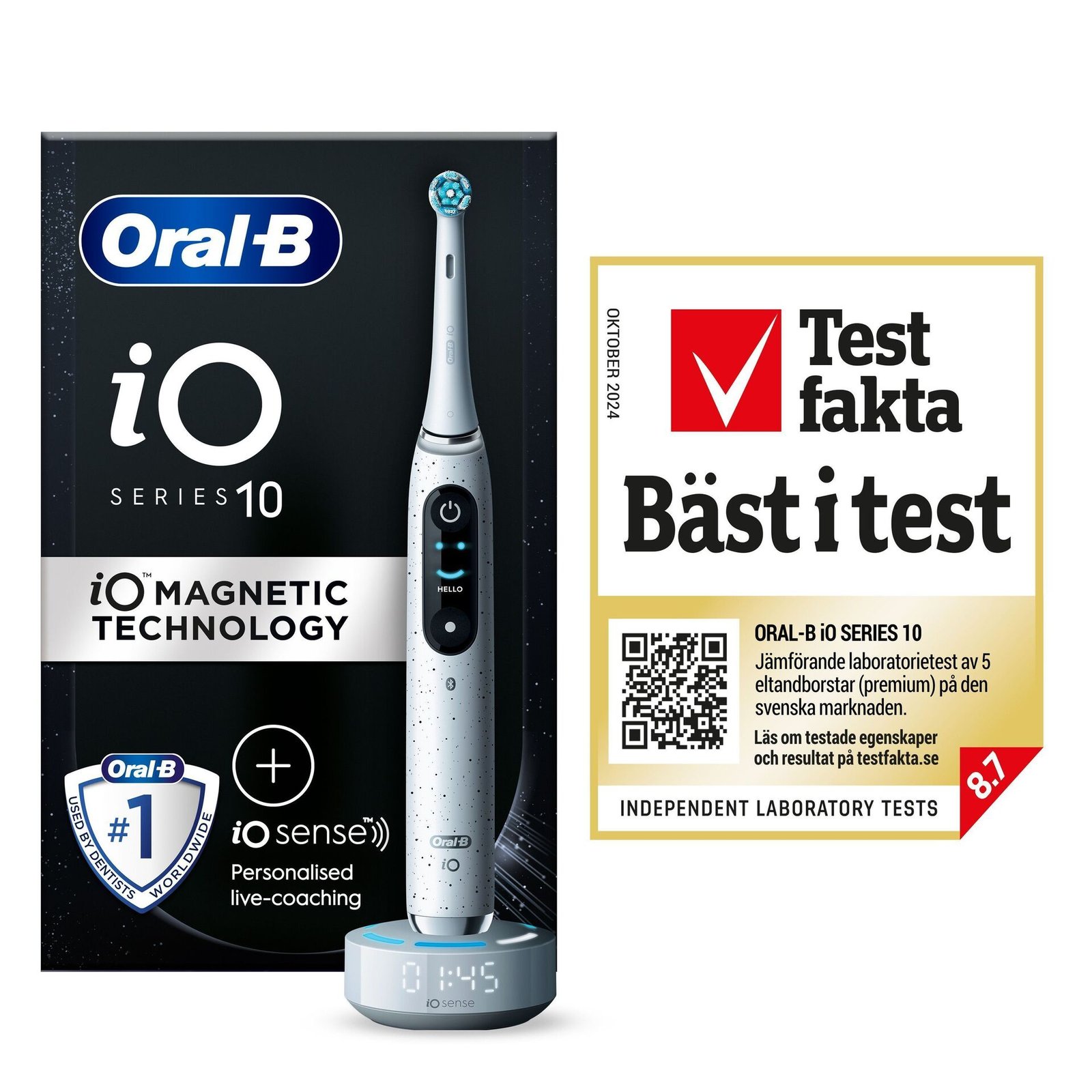 Oral-B iO 10 Eltandborste Cosmic Black, 1 tandborsthuvud, 1 laddningsbart resefodral