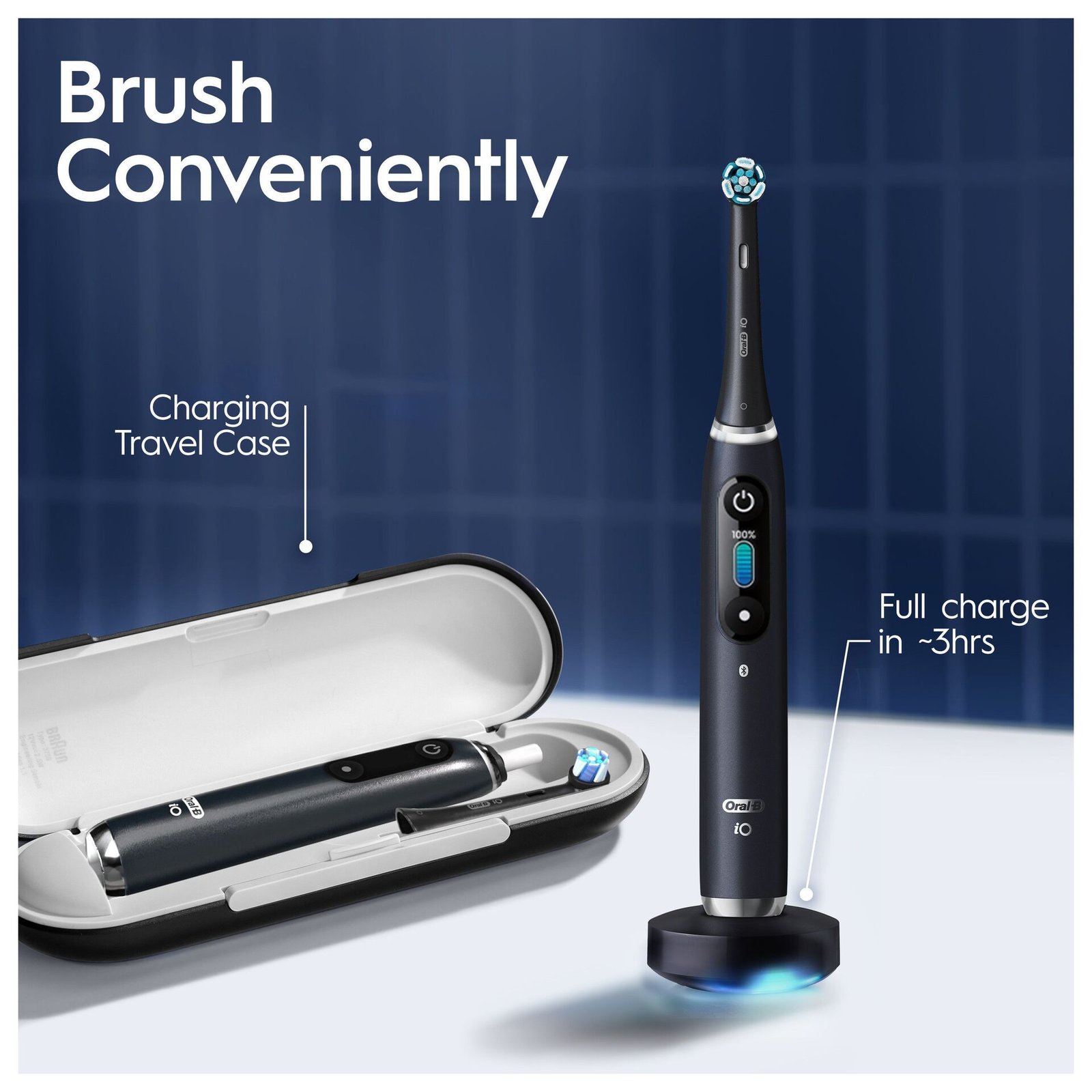 Oral-B iO 9 Eltandborste Duopack, Svart och Rosa, 3 tandborsthuvuden, 1 laddningsbart resefodral