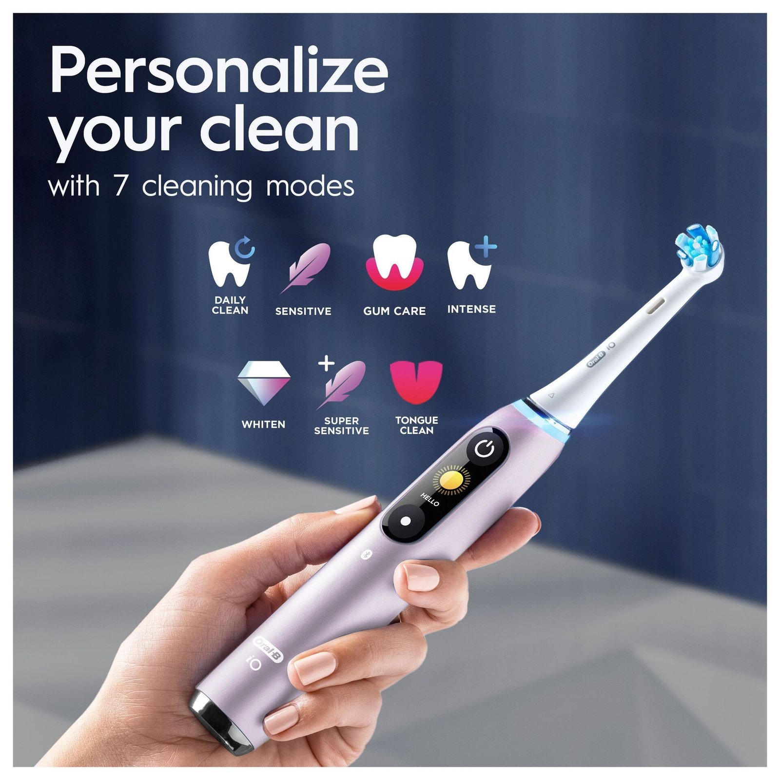 Oral-B iO 9 Eltandborste Rosa, 2 tandborsthuvuden, 1 laddningsbart resefodral