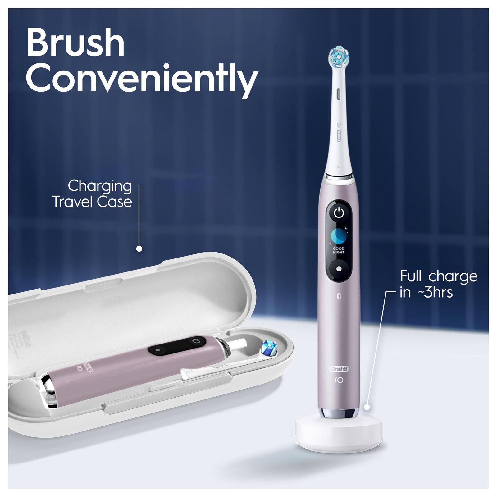 Oral-B iO 9 Eltandborste Rosa, 2 tandborsthuvuden, 1 laddningsbart resefodral