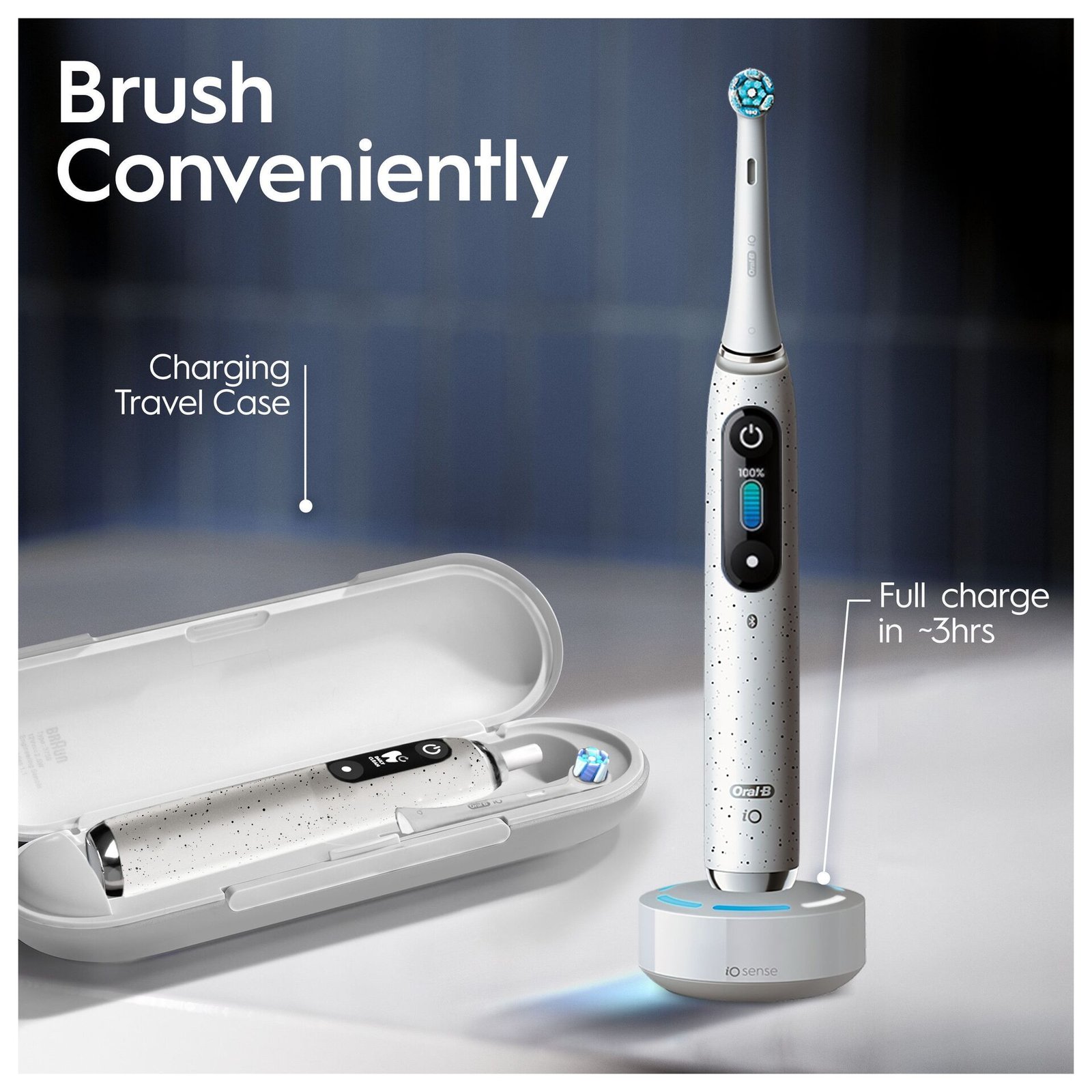 Oral-B iO 10 Eltandborste Stardust White, 1 tandborsthuvud, 1 laddningsbart resefodral