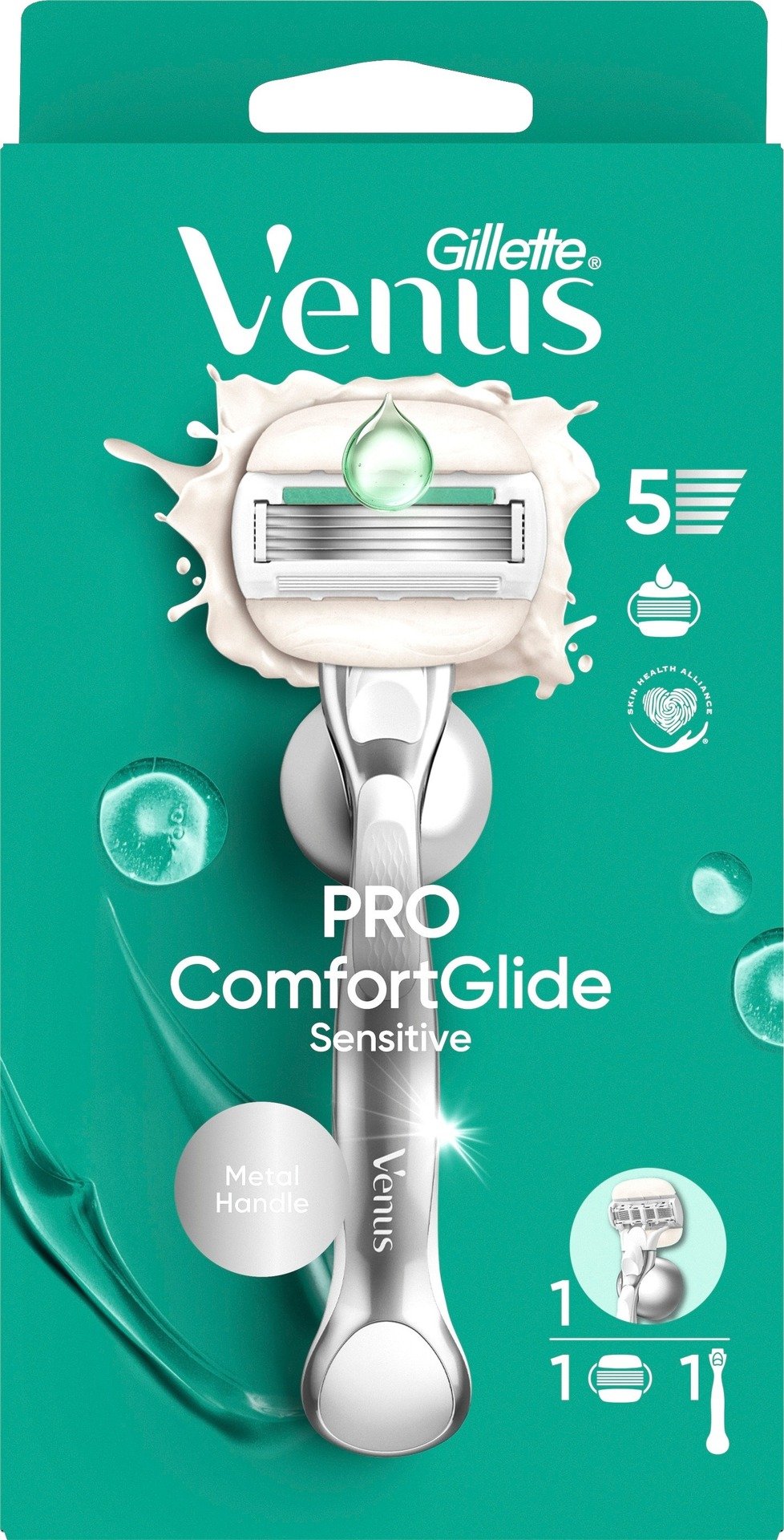 Gillette Venus Pro ComfortGlide Sensitive Rakhyvel & 1 st Rakblad Samt Duschhållare