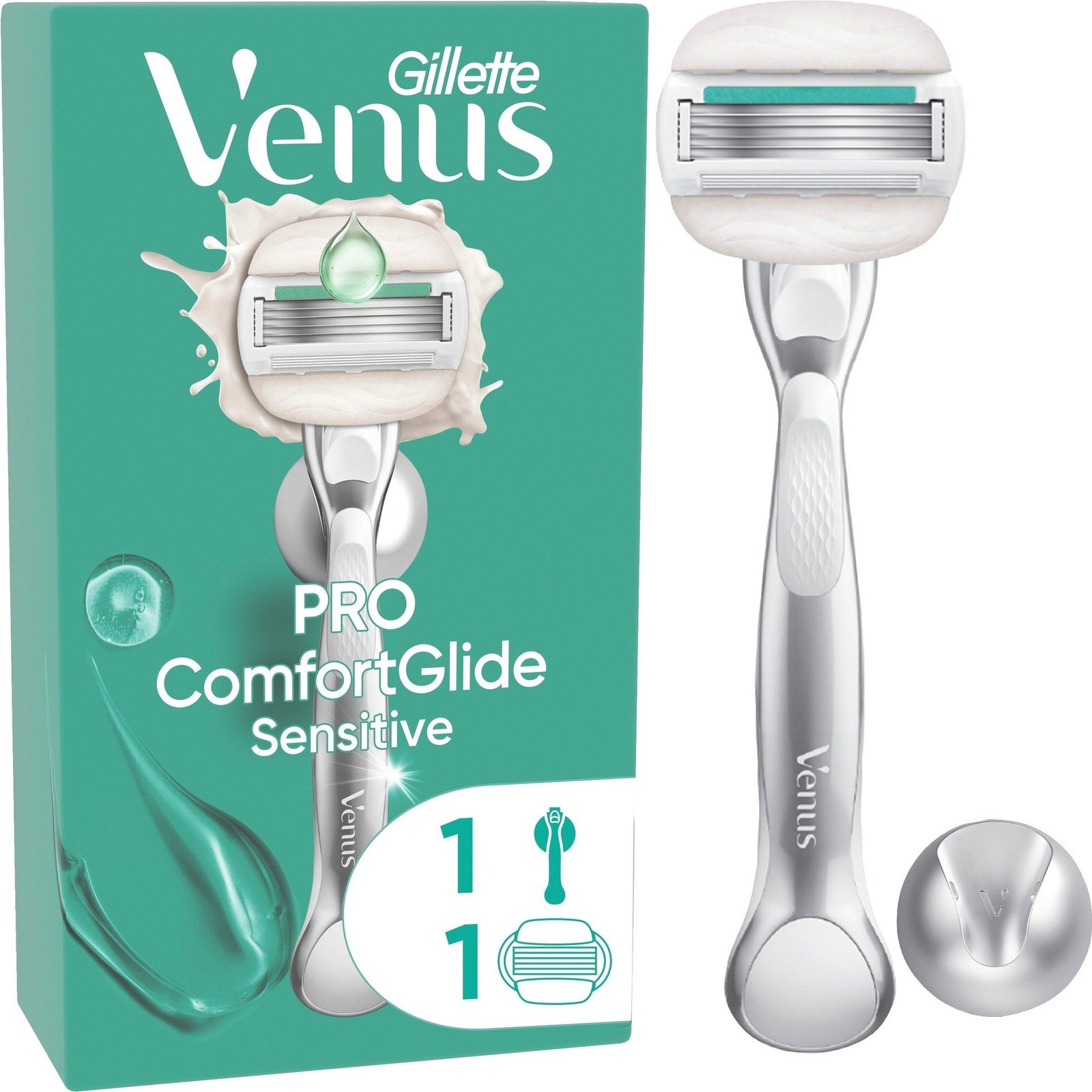 Gillette Venus Pro ComfortGlide Sensitive Rakhyvel & 1 st Rakblad Samt Duschhållare