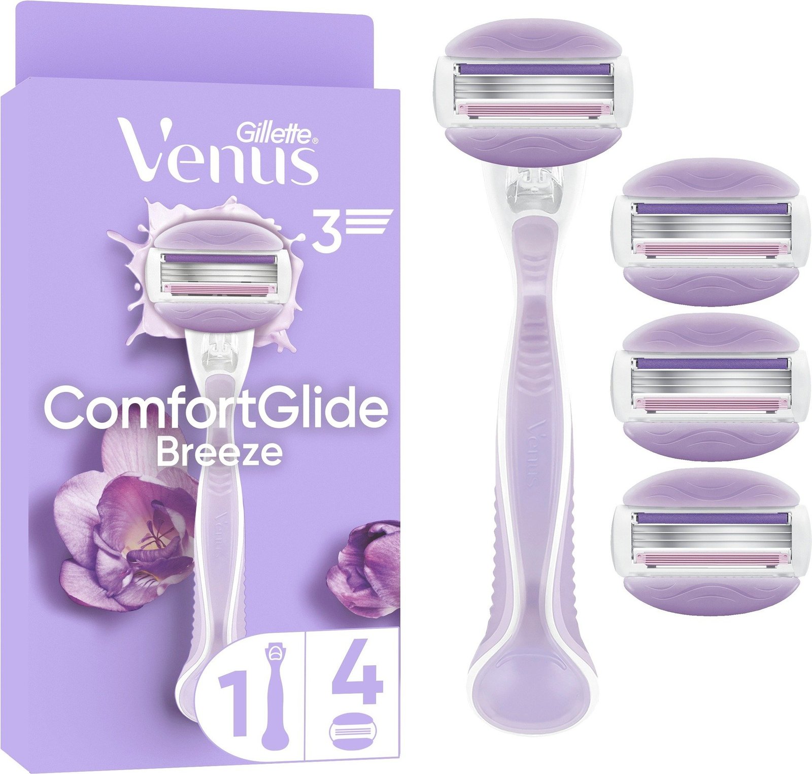Gillette Venus ComfortGlide Breeze Rakhyvel Och 4 st Rakblad