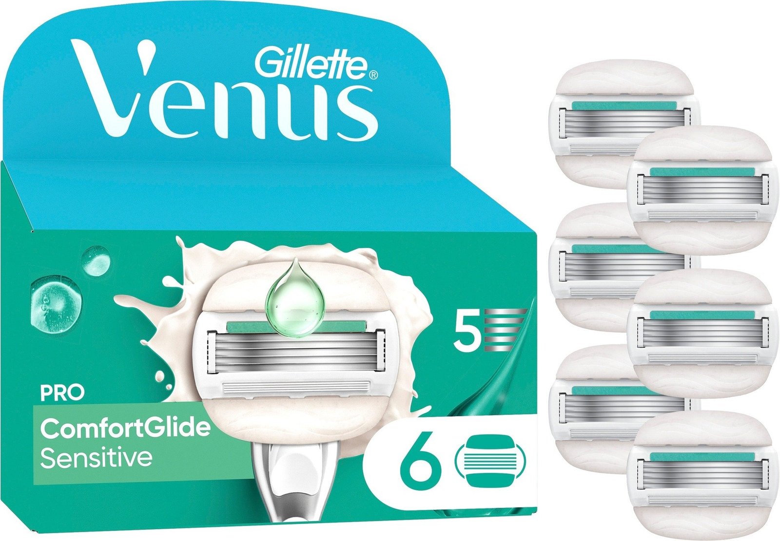 Gillette Venus Pro ComfortGlide Sensitive rakblad 6 st