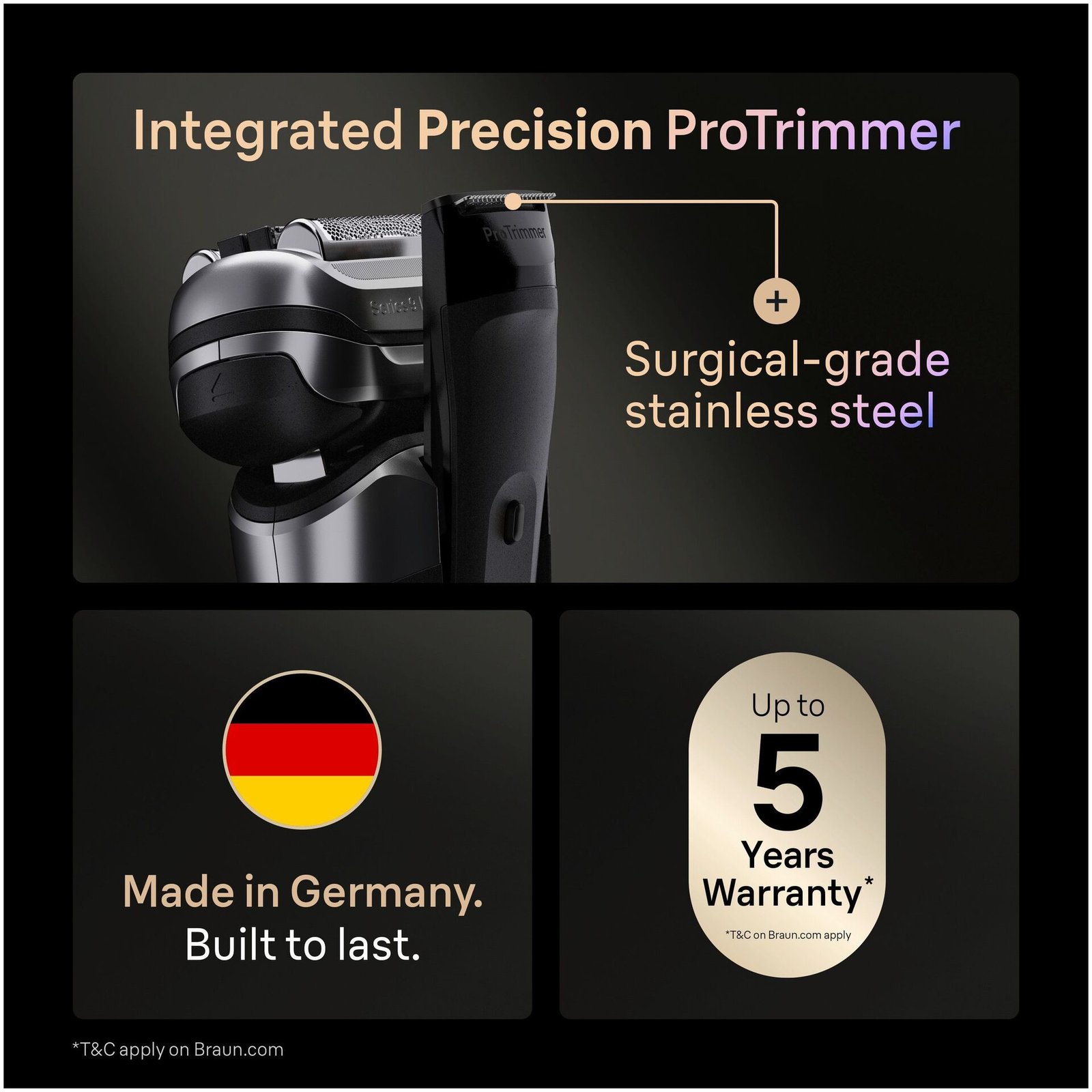 Braun Series 9 PRO+ Elektrisk Rakapparat, Pro SensoAdapt, SmartCare Center, 9667CC, Silver