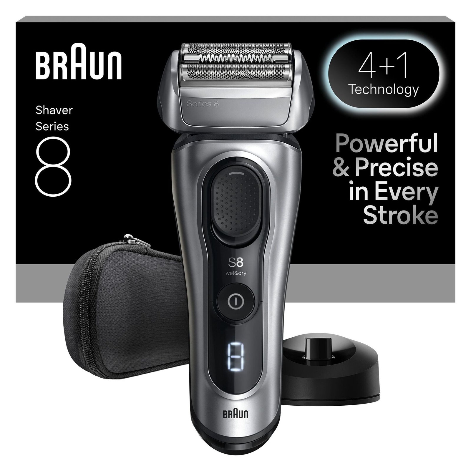 Braun Series 8 Elektrisk Rakapparat, SensoAdapt, Laddningsställ, 8617S, Silver