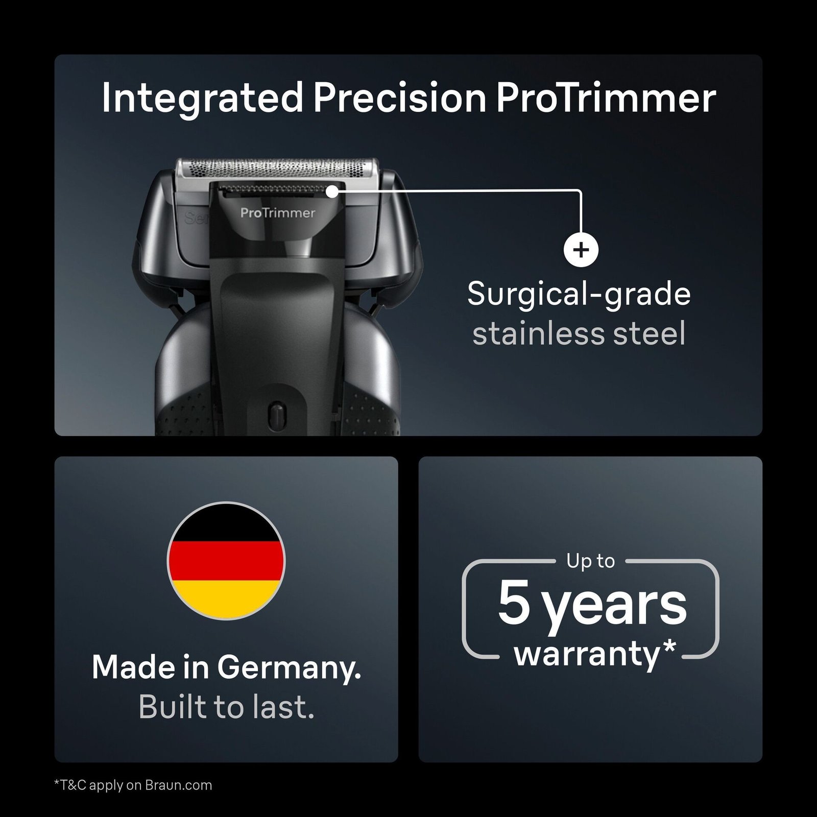 Braun Series 8 Elektrisk Rakapparat, SensoAdapt, Laddningsställ, 8617S, Silver