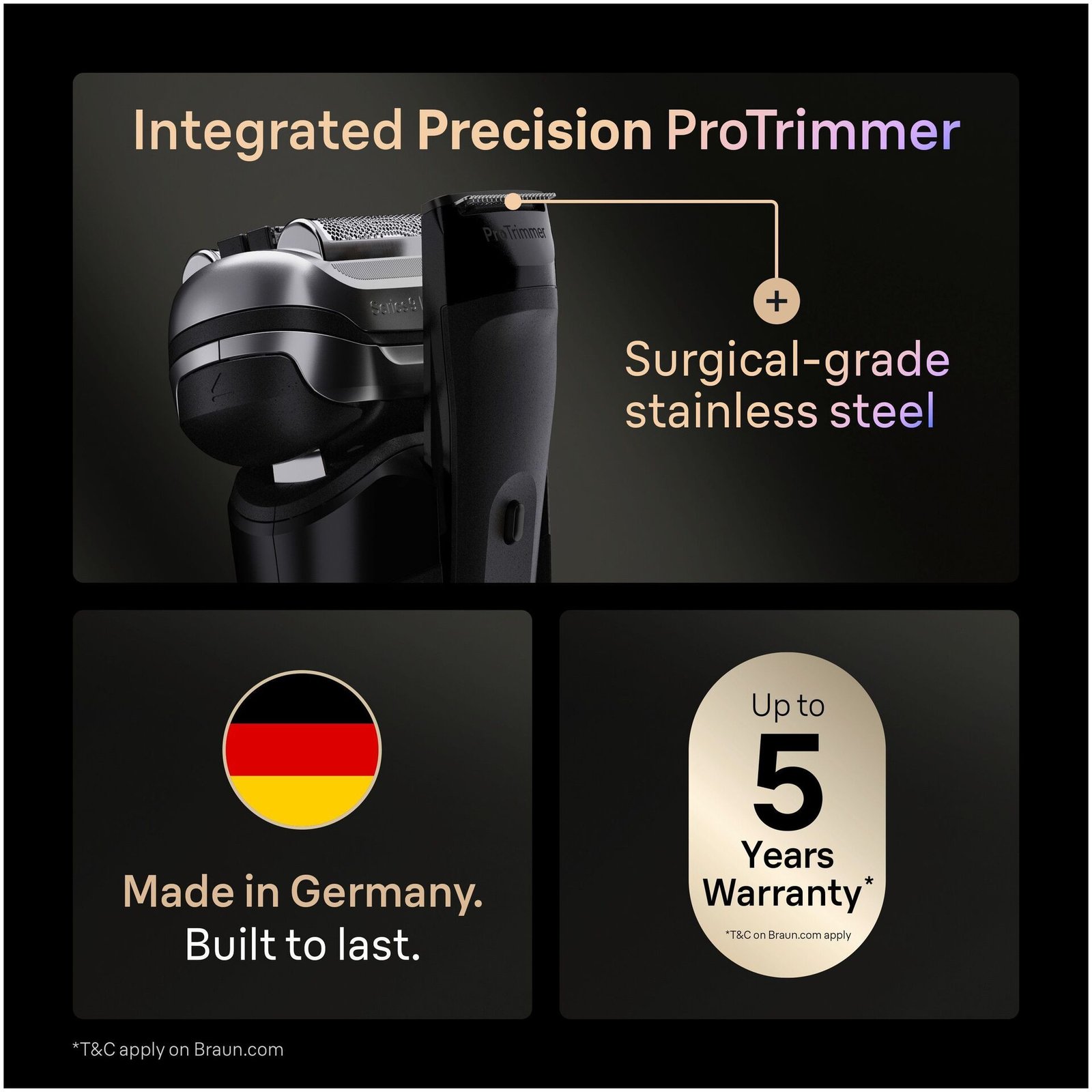 Braun Series 9 PRO+ Elektrisk Rakapparat, Pro SensoAdapt, 60 min, 9600S, Svart