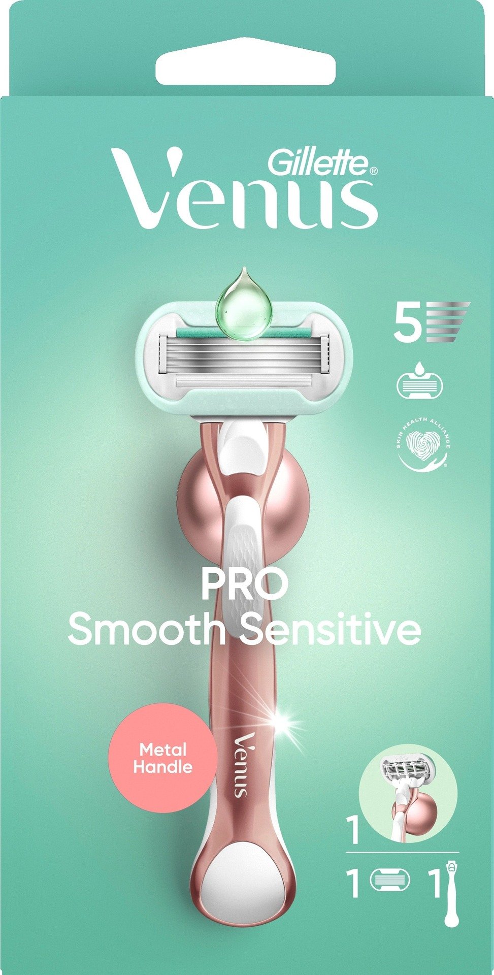 Gillette Venus Pro Smooth Sensitive Rakhyvel och 1 st Rakblad Samt Duschhållare