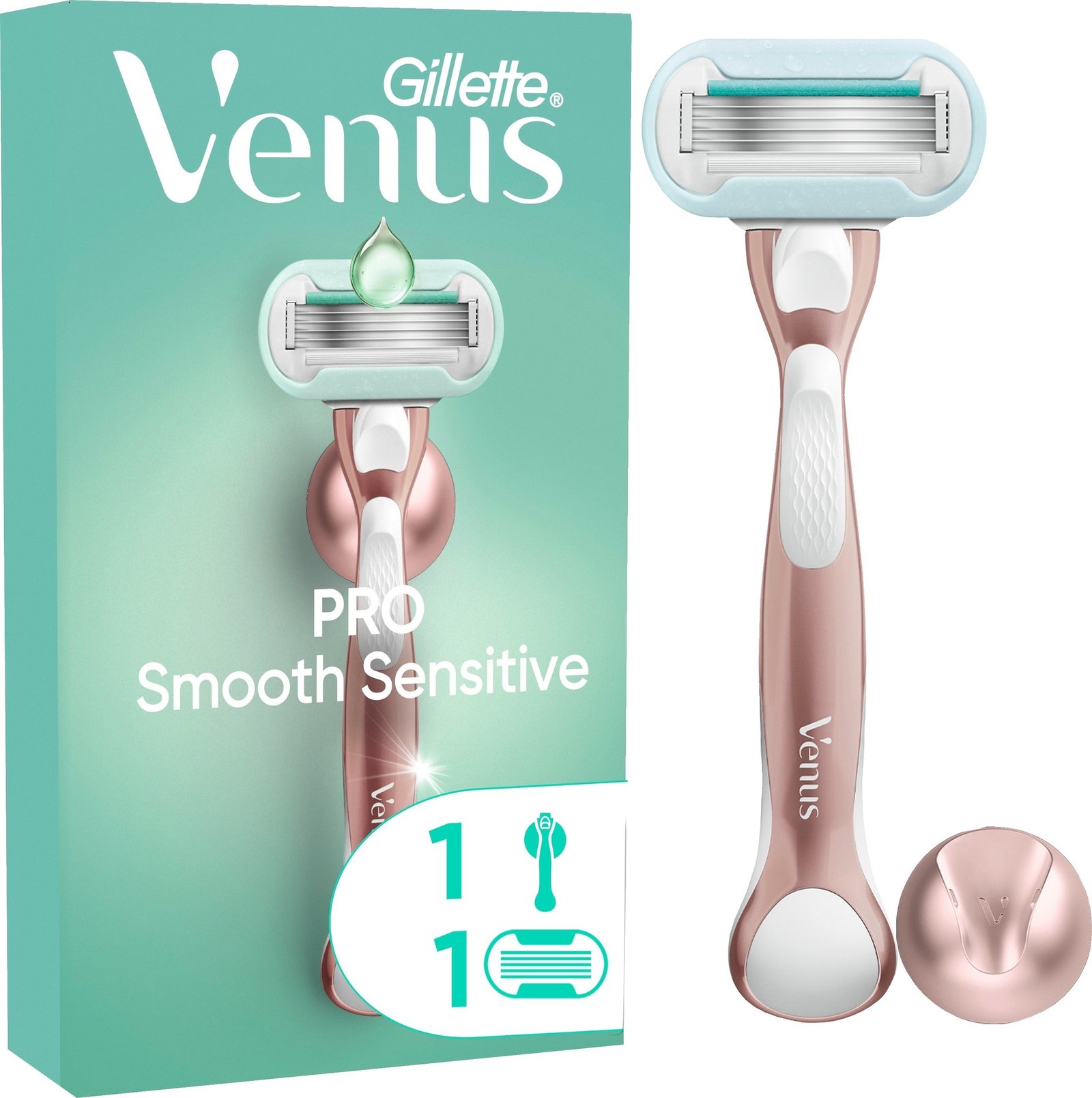 Gillette Venus Pro Smooth Sensitive Rakhyvel och 1 st Rakblad Samt Duschhållare