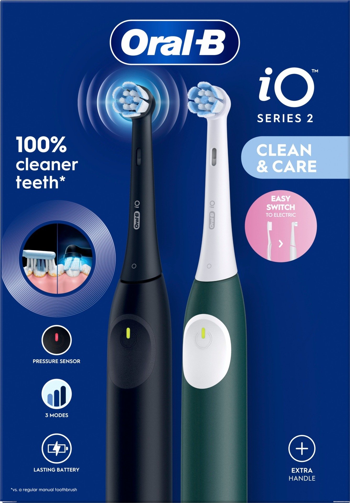 Oral-B iO 2 Duo-pack Eltandborstar Night Black och Forest Green