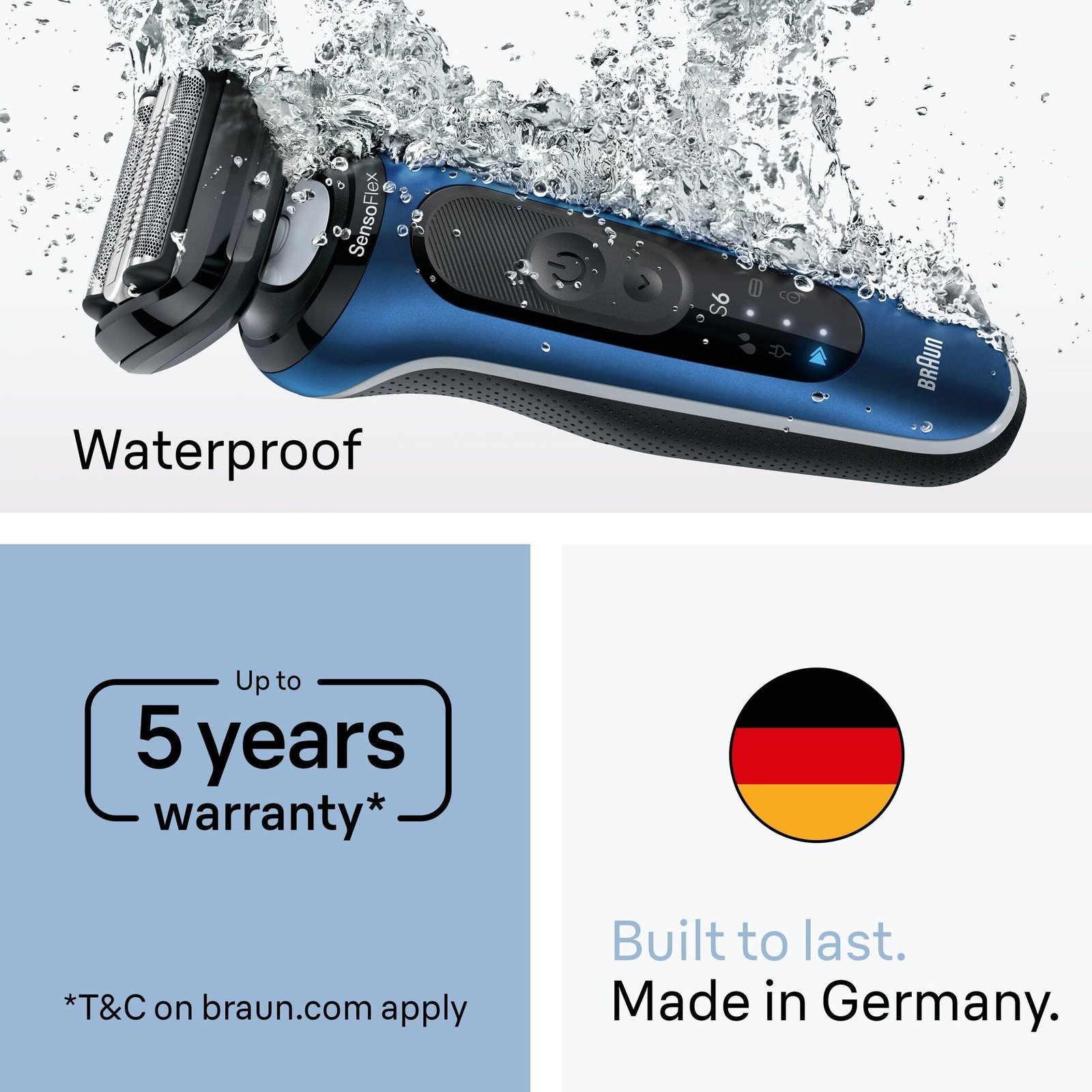 Braun Series 6 Elektrisk Rakapparat, +1 Tillbehör, 62-B1200S, Blå