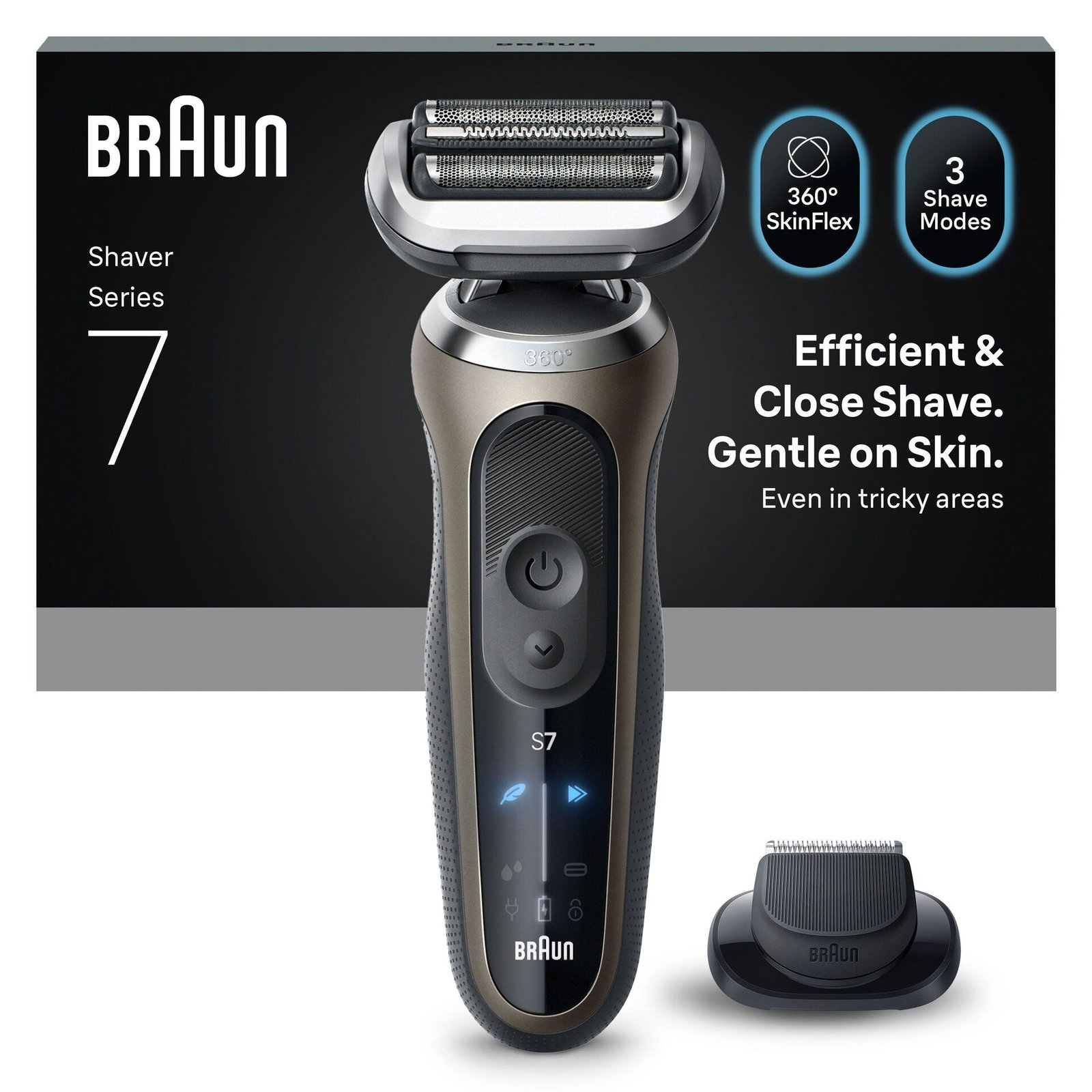 Braun Series 7 Elektrisk Rakapparat, +1 Tillbehör, 72-C1200S, Guld