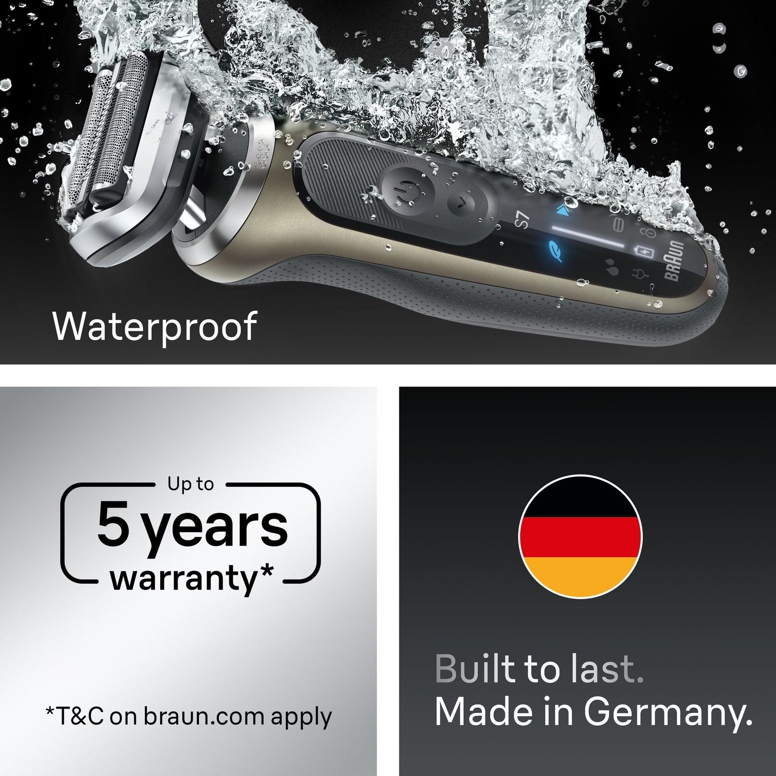 Braun Series 7 Elektrisk Rakapparat, +1 Tillbehör, 72-C1200S, Guld