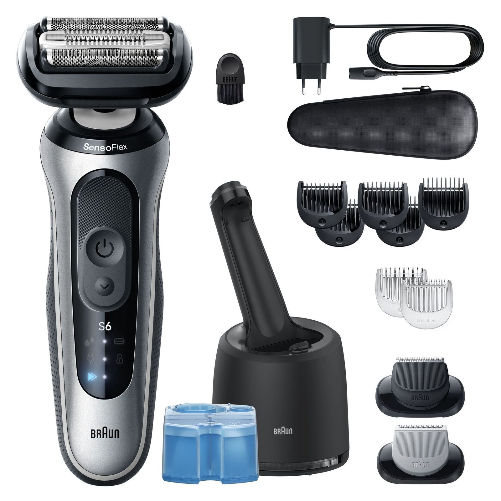 Braun Series 6 Elektrisk Rakapparat, SmartCare Center, +2 Tillbehör, 62-S7650CC, Silver