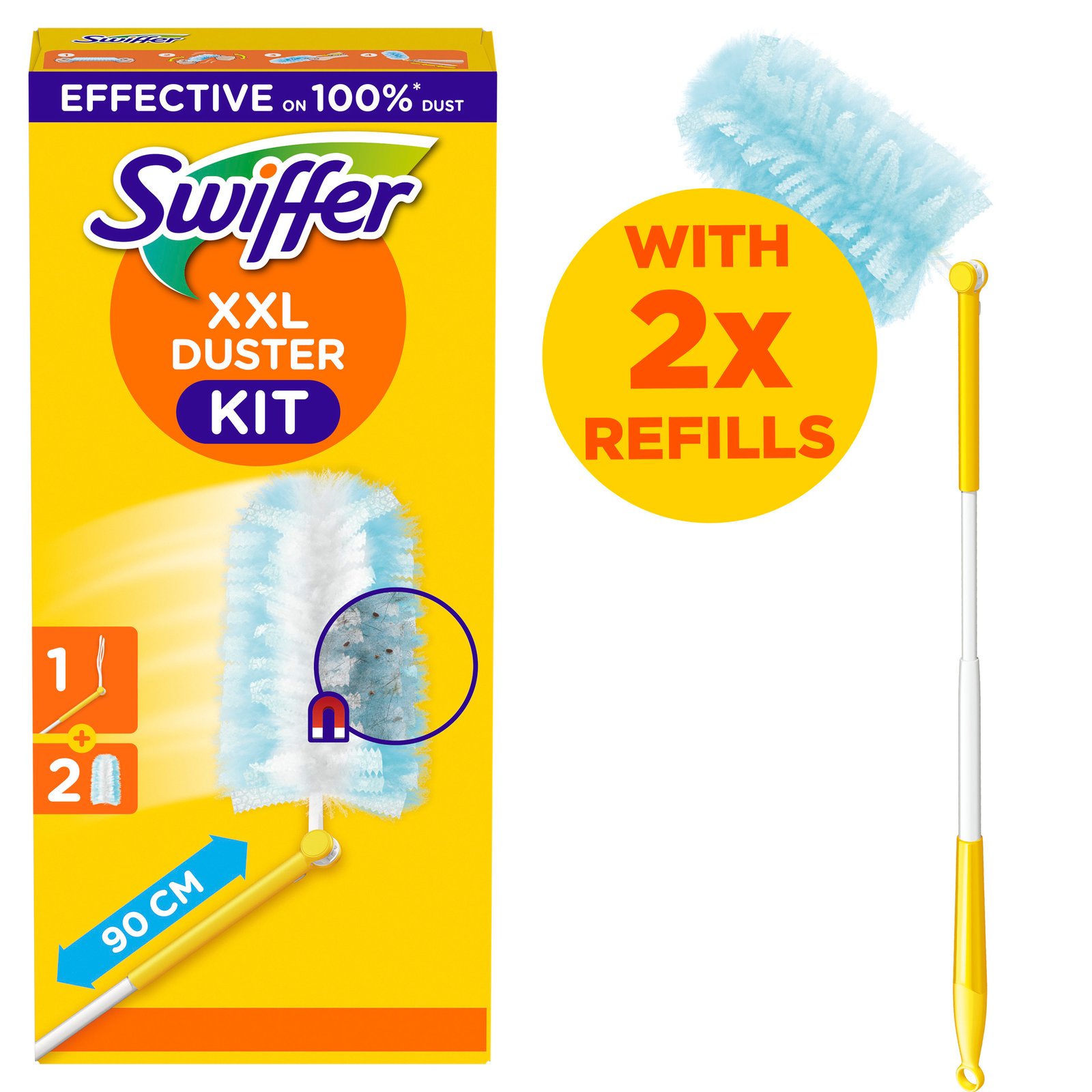 Swiffer XXL Duster Kit, 1 Handtag & 2 Damvippa refiller