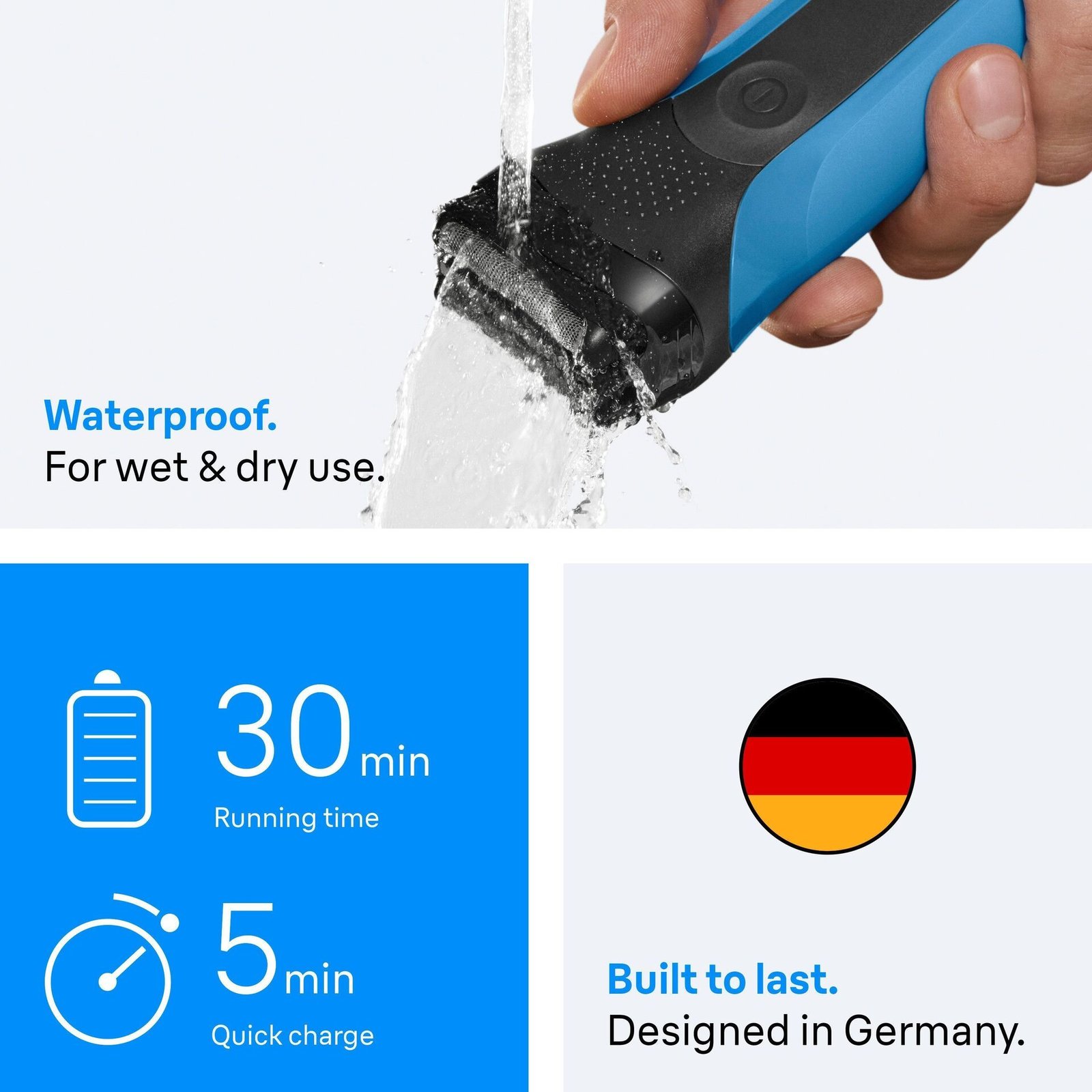 Braun Series 3 Elektrisk Rakapparat för Våt & Torrakning 310S, Blå