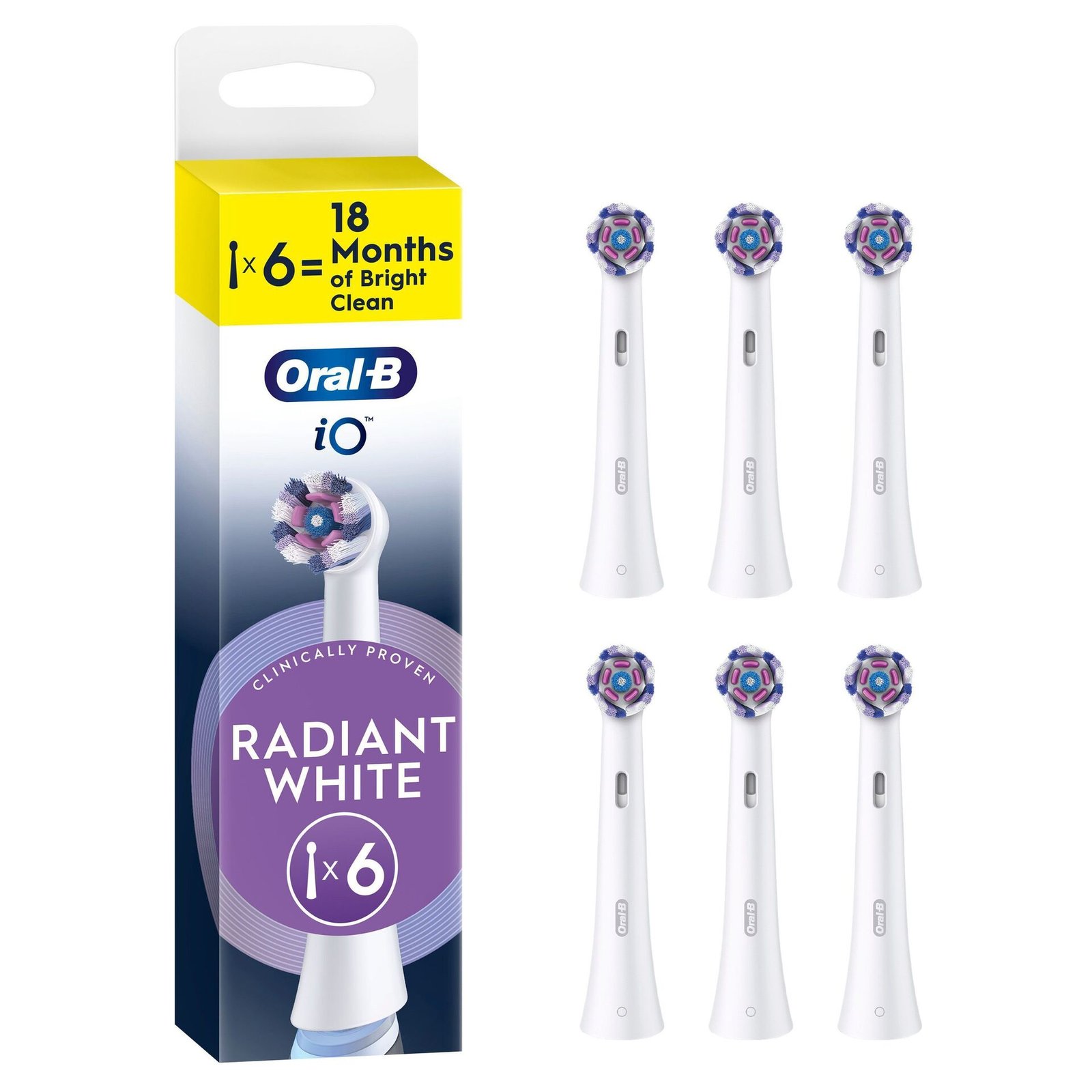 Oral-B iO Radiant White Tandborsthuvuden, Vit, 6 st