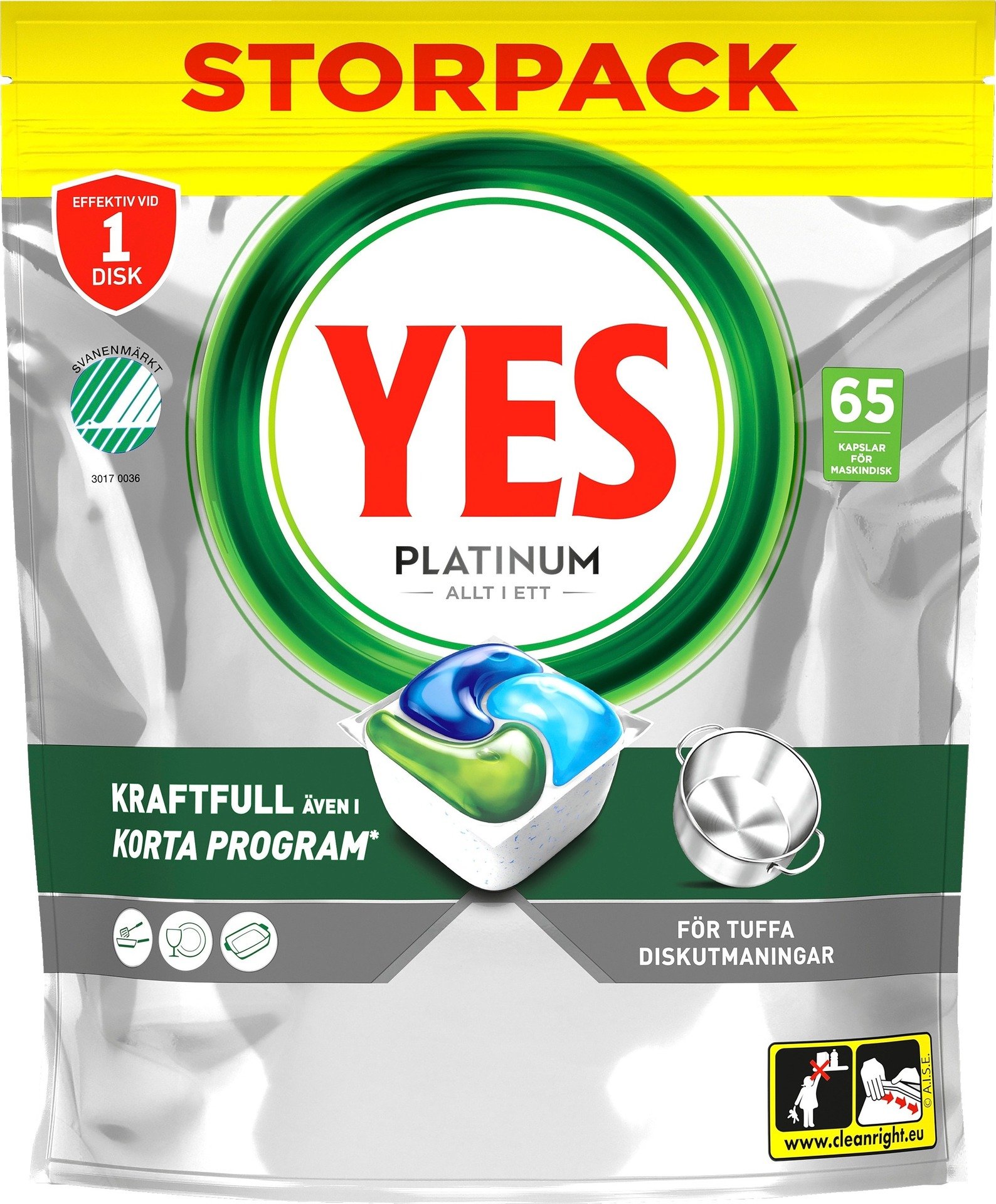 YES Diskmaskinstabletter Platinum 65 st