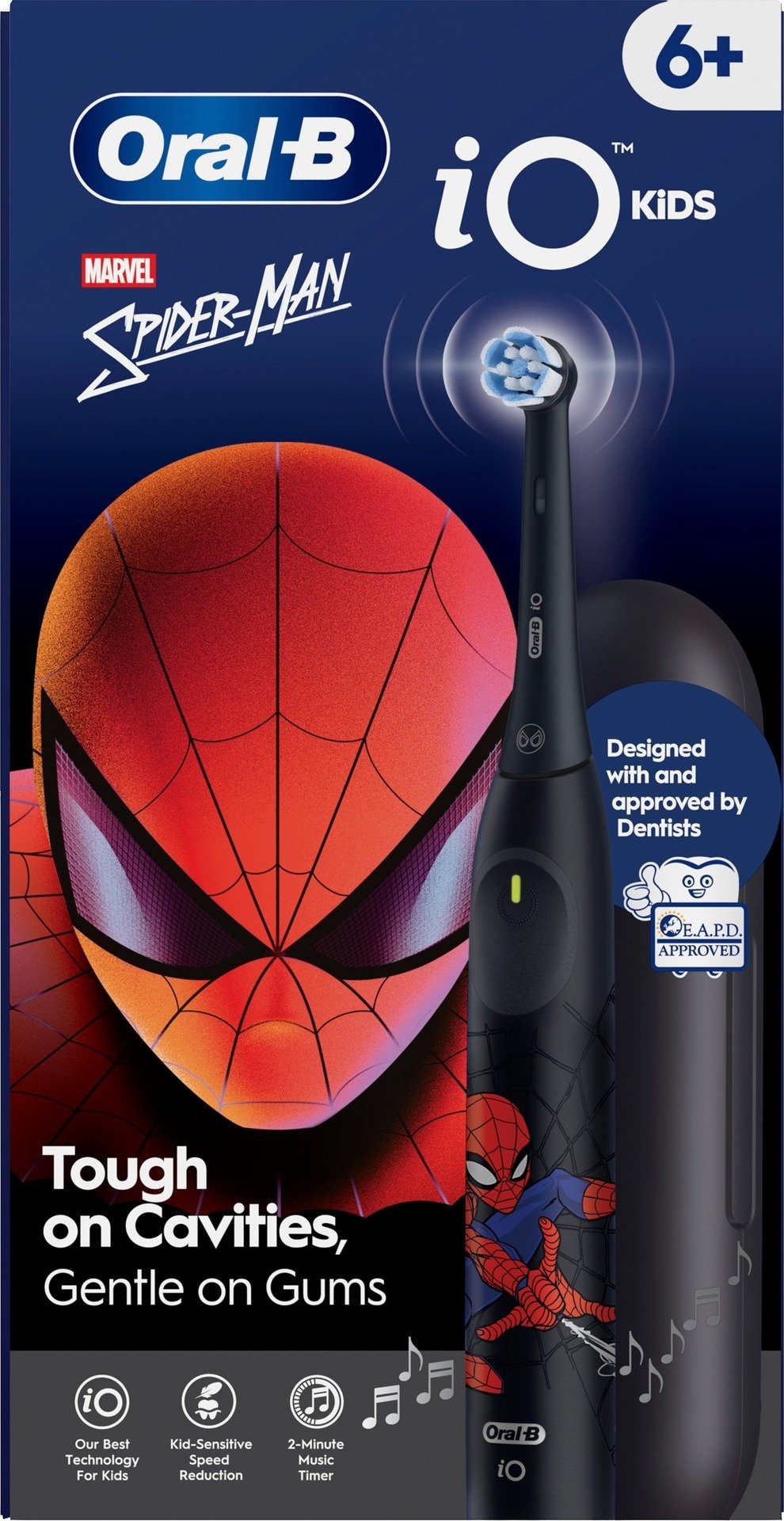 Oral B iO Kids Marvel Spider Man Eltandborste med Resefodral 1 tandborsthuvud
