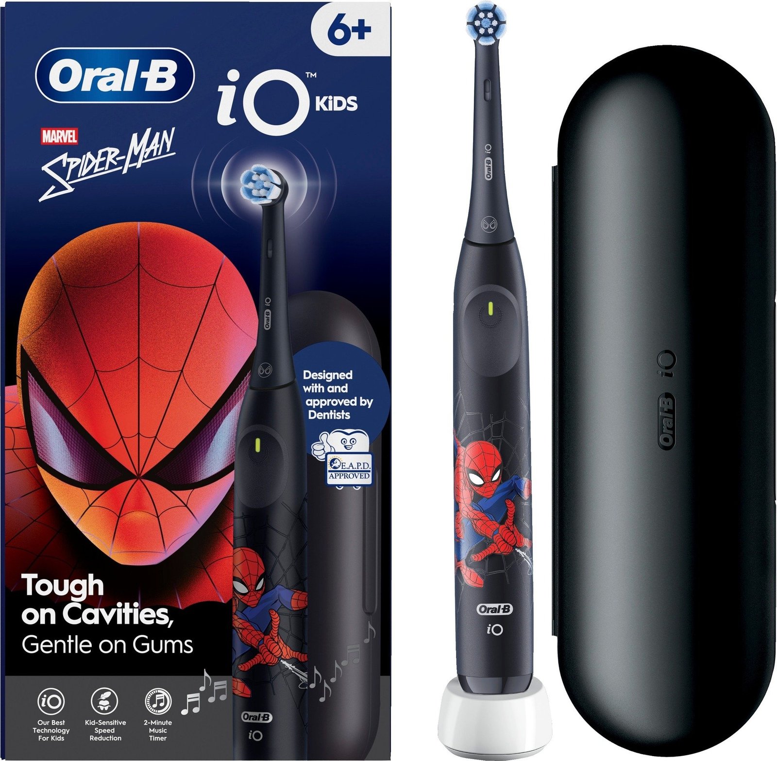 Oral B iO Kids Marvel Spider Man Eltandborste med Resefodral 1 tandborsthuvud