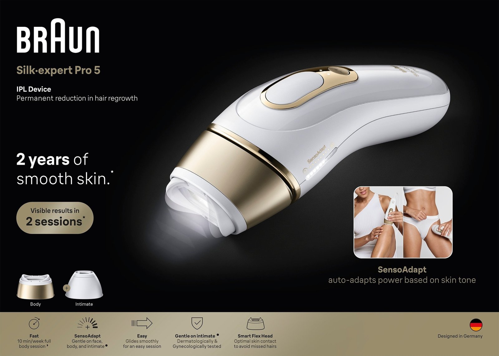 Braun IPL Silk expert Pro 5 Hårborttagning Hemma 2 huvuden PL5221