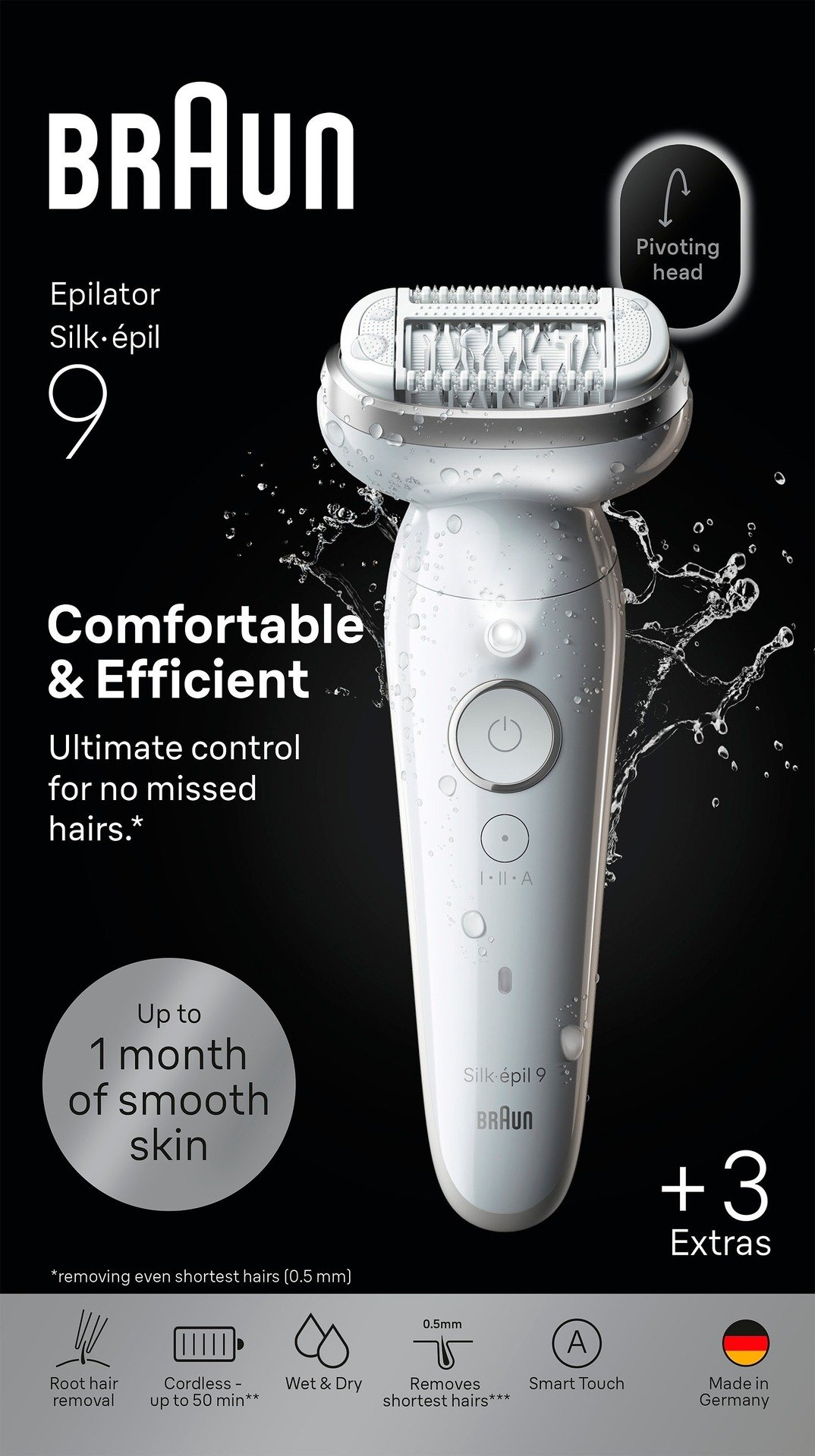 Braun Silk épil 9 Wet & Dry Epilator 9 030 Silver