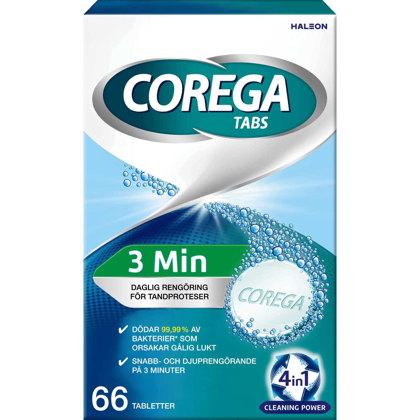 Corega 3 Minutes Protesrengöring 66 tabletter