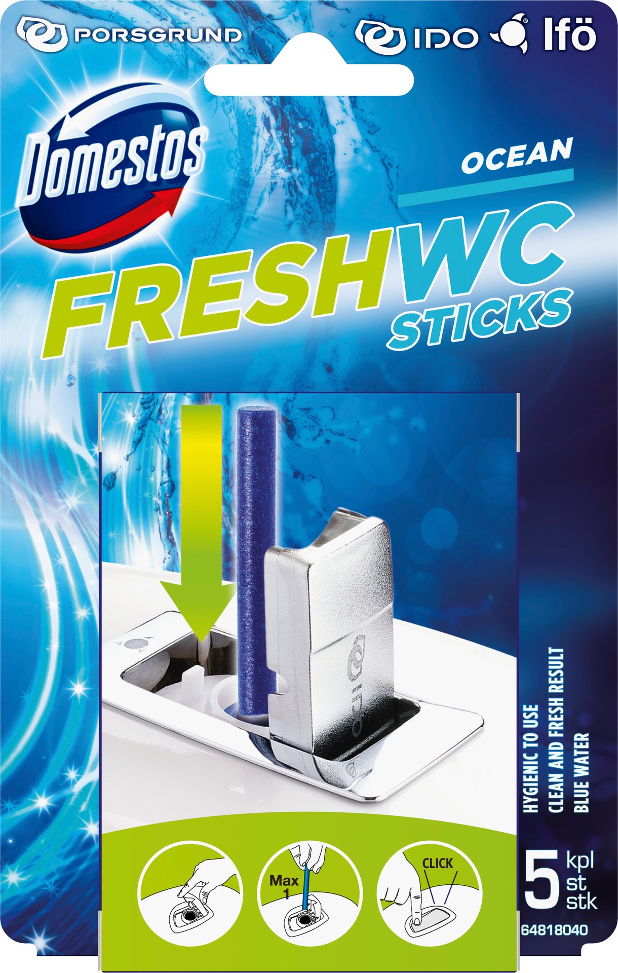 Domestos Toalettrengöring Fresh WC Sticks 5 st