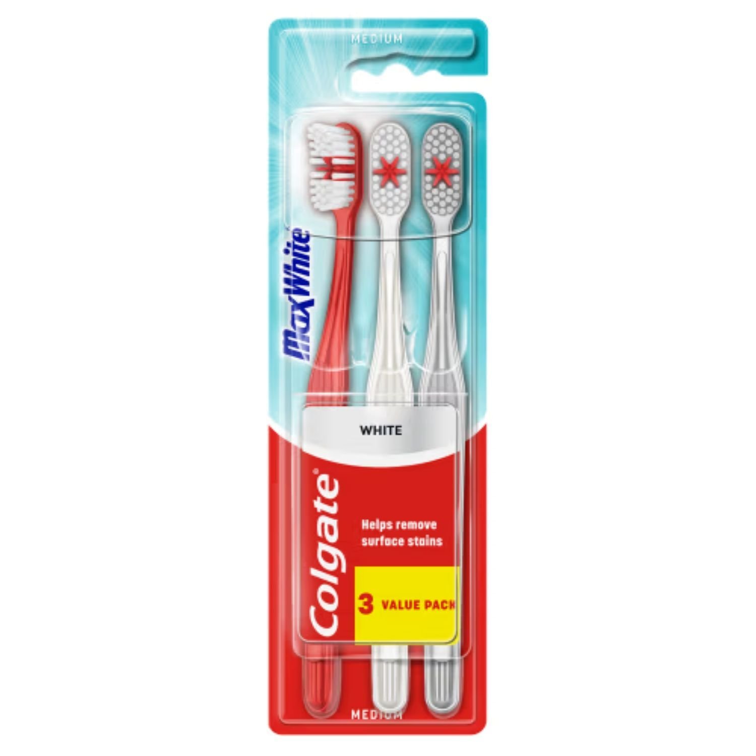 Colgate Max White Tandborstar Medium 3-pack - Olika färger