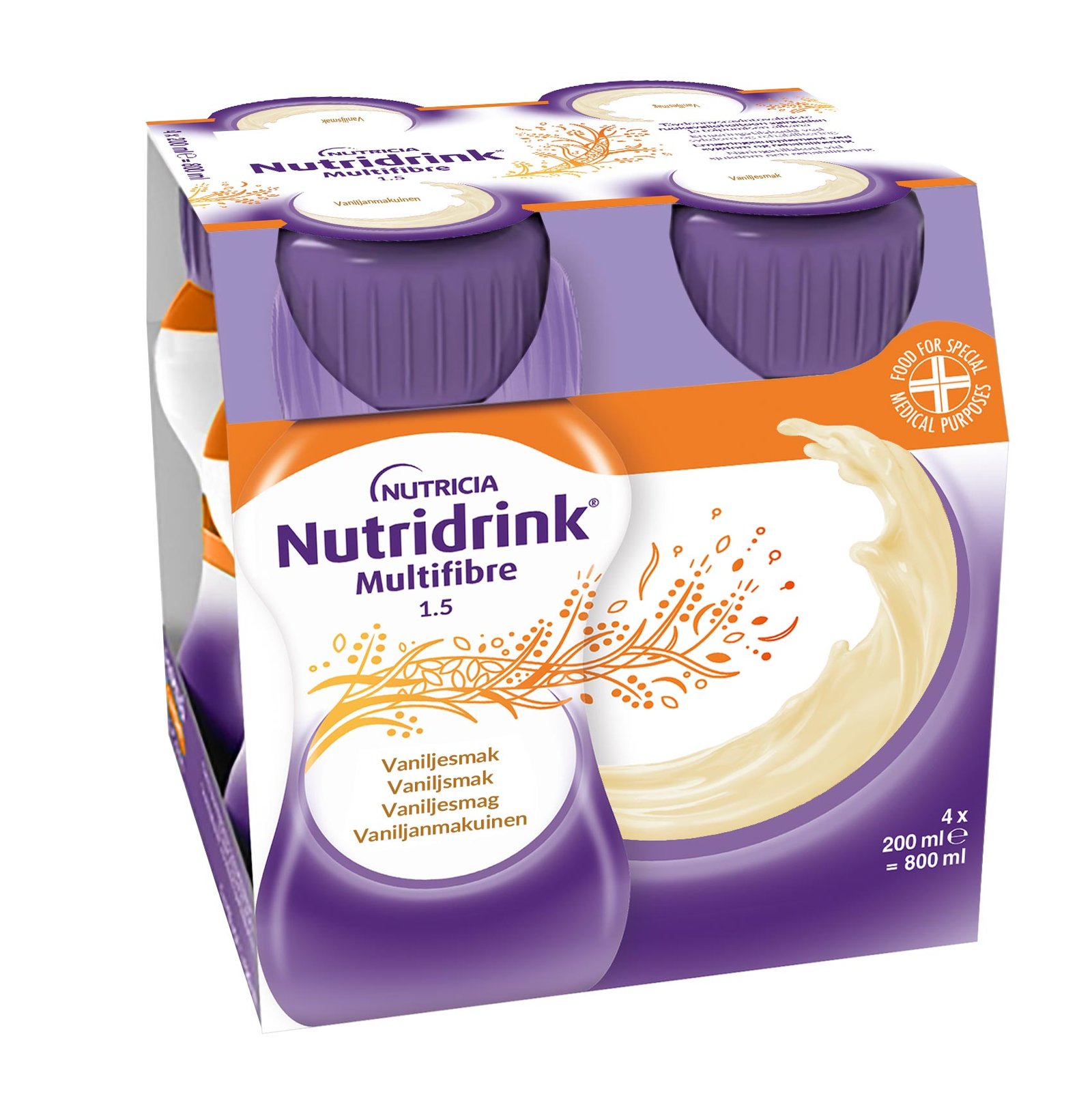 Nutridrink Multi Fibre Vaniljsmak 4 x 200 ml