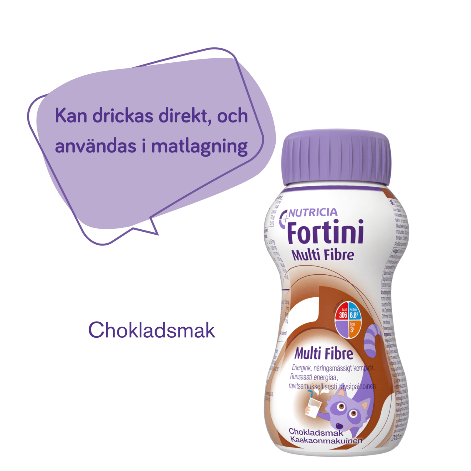 Nutricia Fortini Multi Fibre Choklad Näringsdryck för barn 200 ml