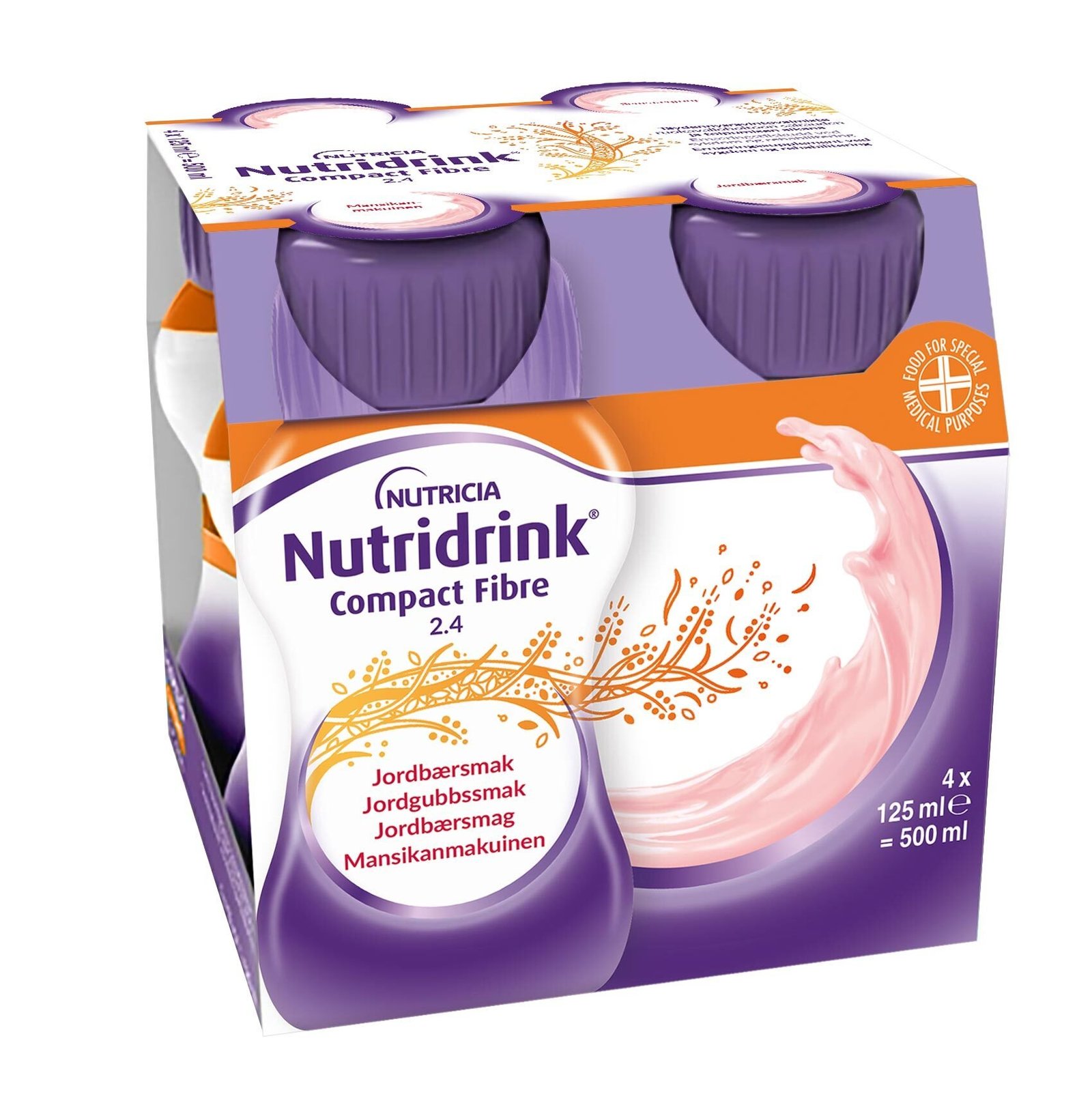 Nutridrink Compact Fiber Jordgubbsmak 4 x 125 ml