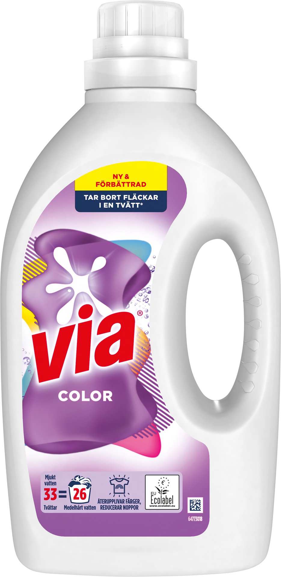 Via Flytande Tvättmedel Effektivt mot svåra fläckar Color 1320 ml 33 tvättar