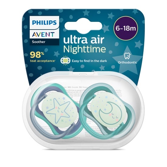 Philips Avent Ultra Air Nattnapp 6-18 Månader Blå/Grön 2 st
