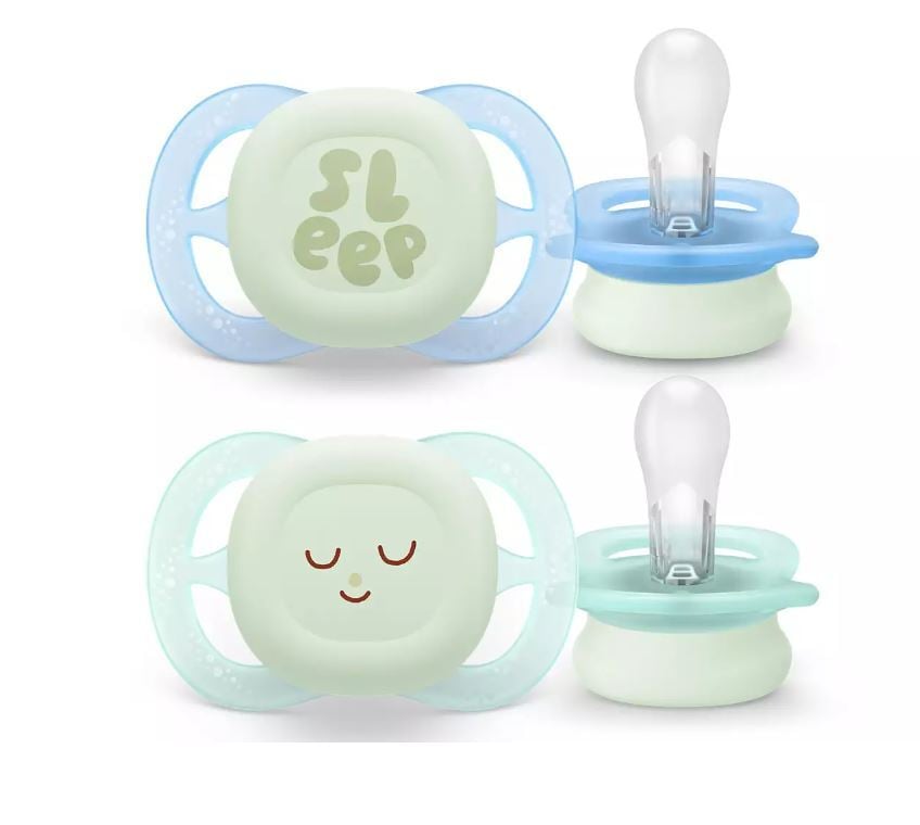 Philips Avent Soother Ultra Start Glow Napp Grön/Blå 0+ månader 2 st