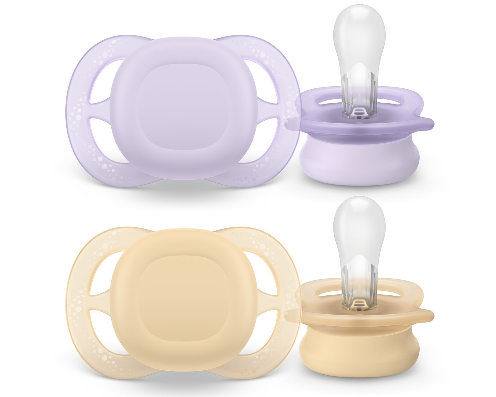 Philips Avent Ultra Start Napp 0 till 2 månader Lila Beige 2 st