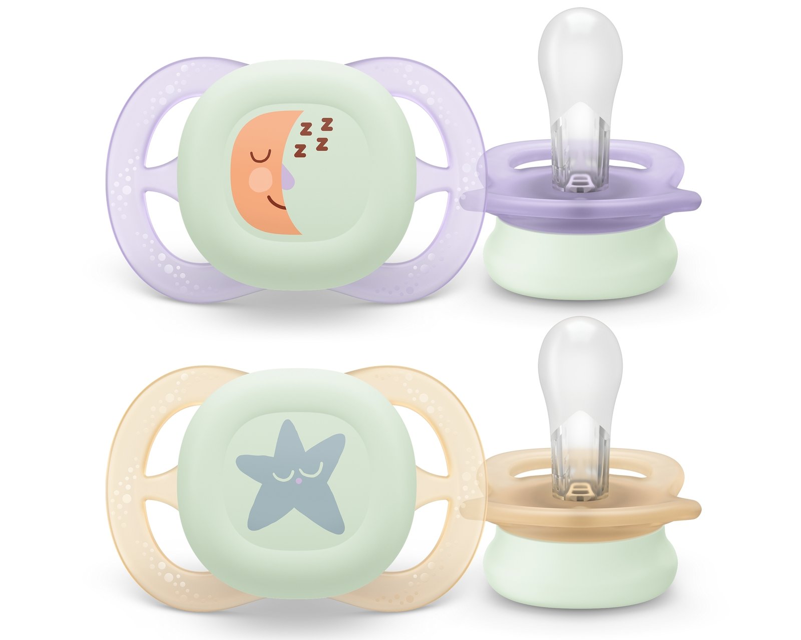Philips Avent Ultra Start Nighttime Napp 0 till 2 månader Lila Beige