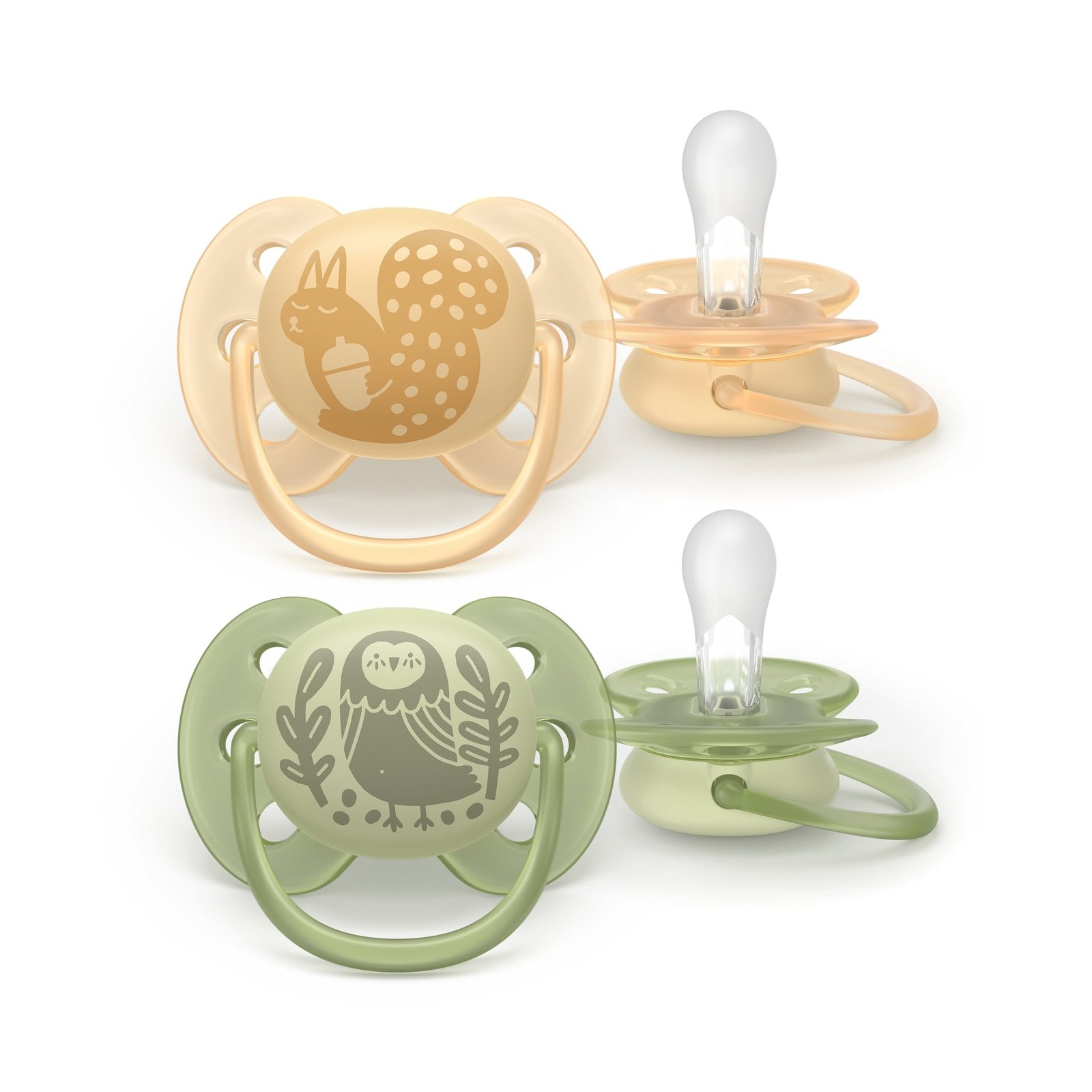Philips Avent Ultra Soft Napp 6 till 18 månader Grön Gul Motiv 2 st