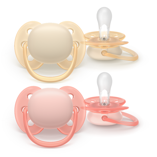 Philips Avent Ultra Soft Napp 0 till 6 månader Gul Rosa 2 st