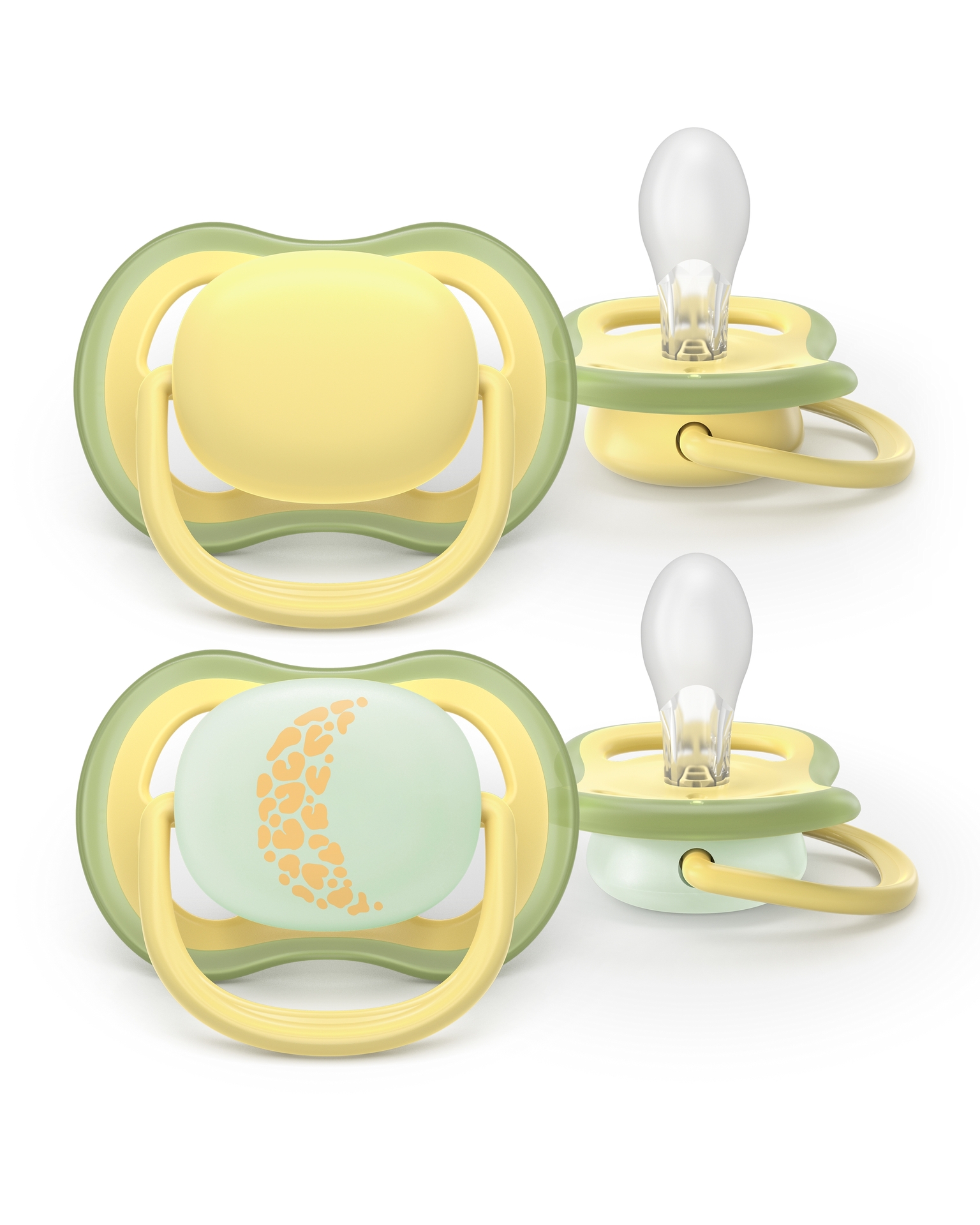 Philips Avent Ultra Air Dag och Natt Napp 18 månader och uppåt Grön Gul Motiv 2 st